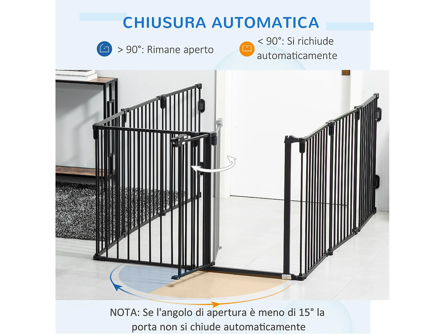 Cancellino per cani pieghevole 8 sezioni blocco e chiusura automatica