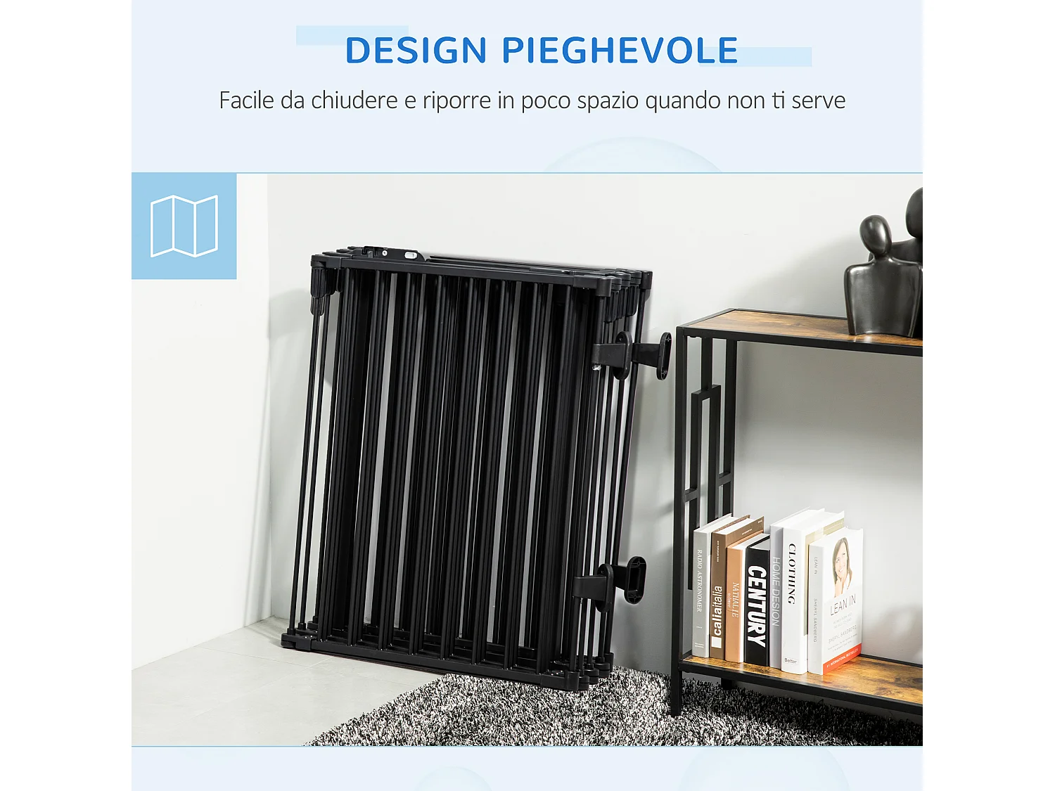 Cancellino per cani pieghevole 8 sezioni blocco e chiusura automatica