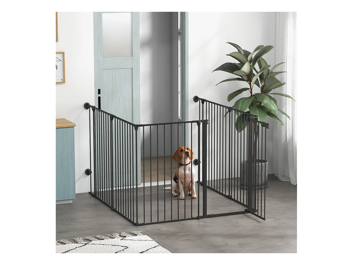 Cancellino per cani pieghevole e modulabile in metallo e plastica nero