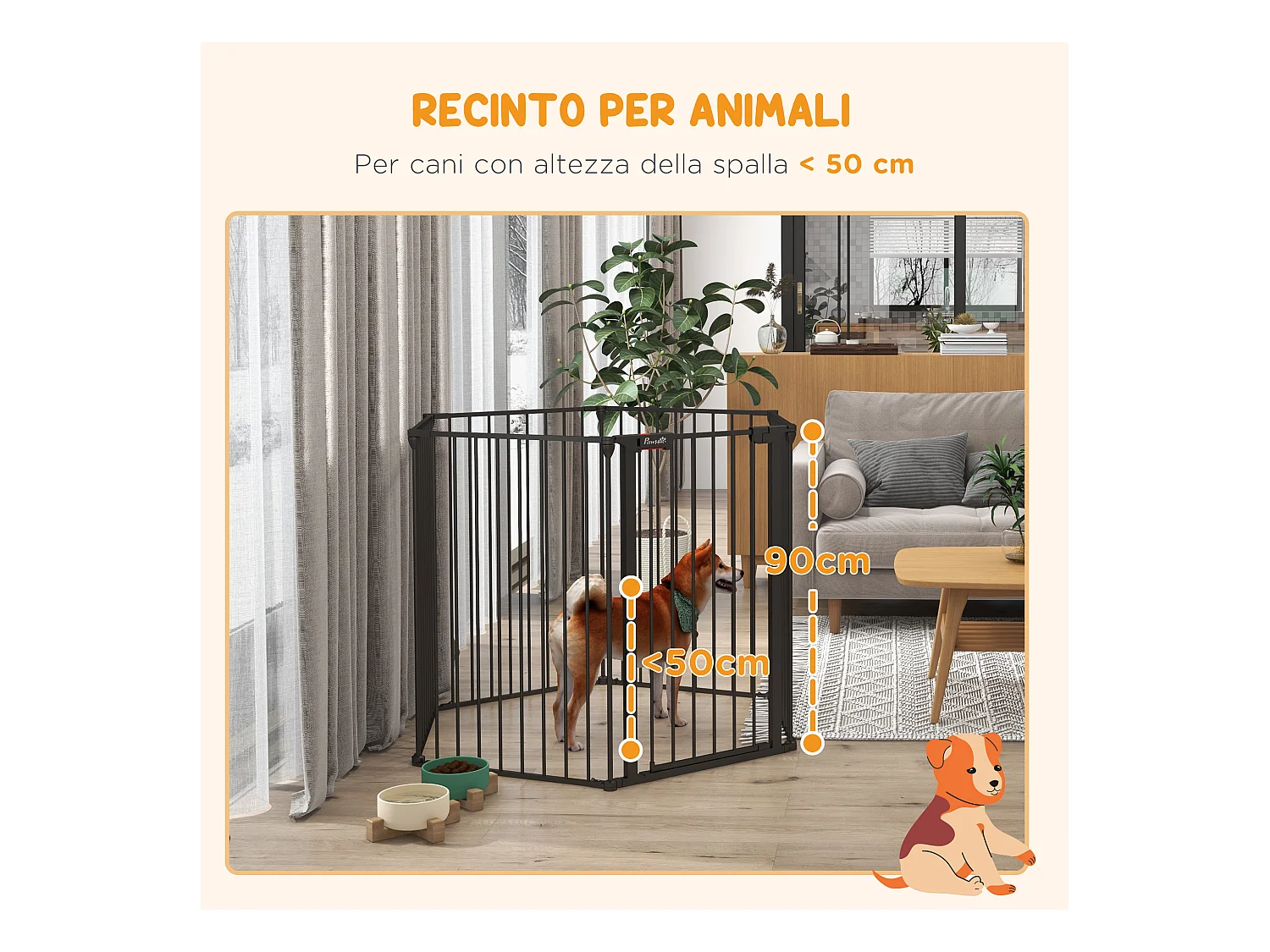 Cancellino per cani pieghevole e modulabile in metallo e plastica nero