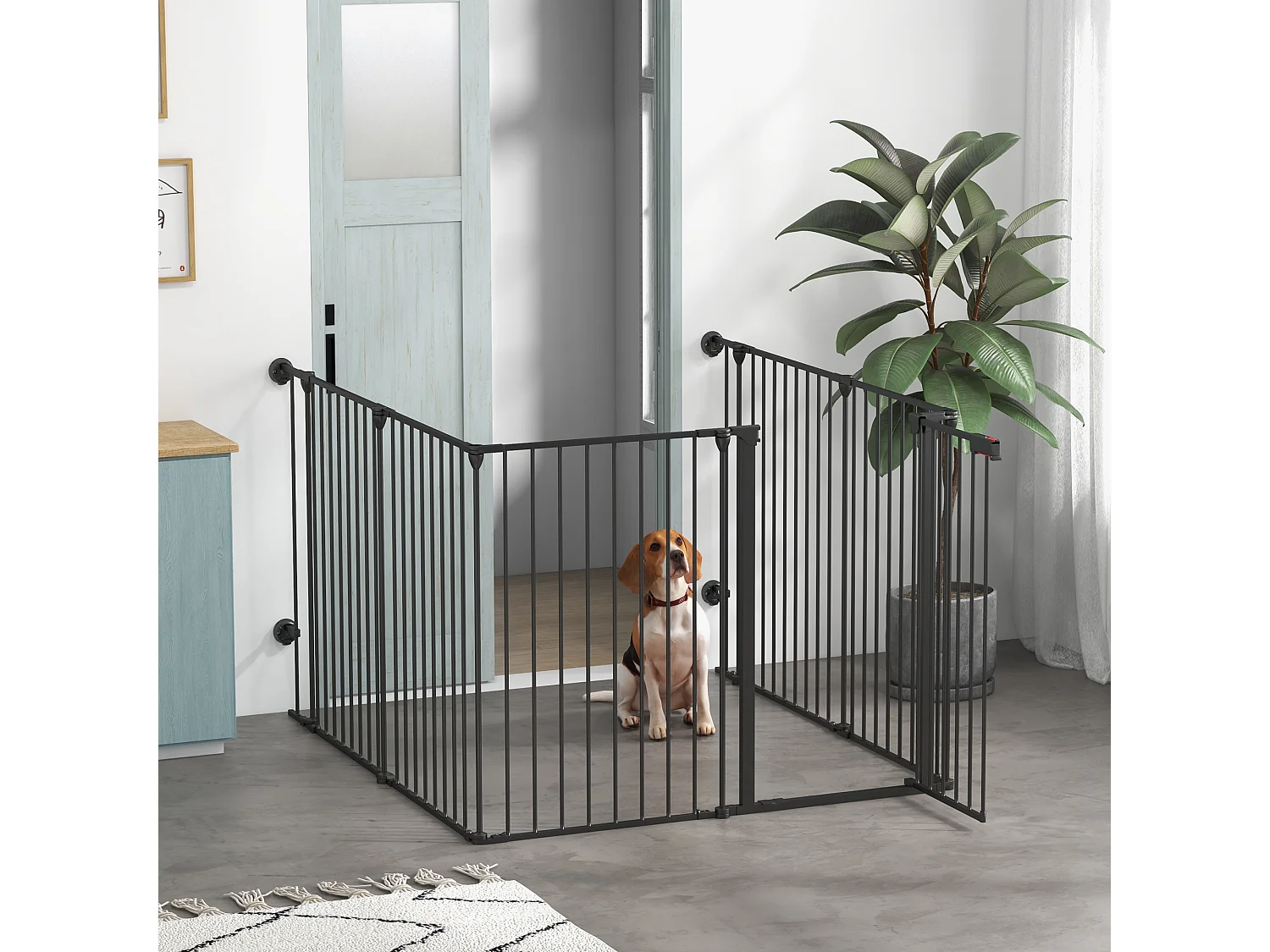 Cancellino per cani pieghevole e modulabile in metallo e plastica nero