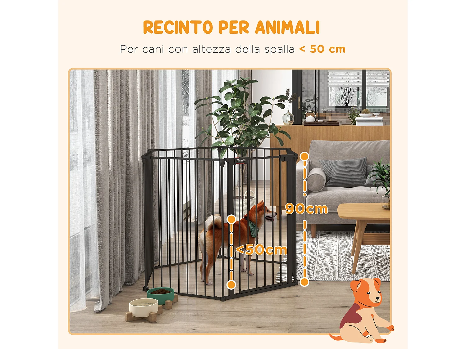 Cancellino per cani pieghevole e modulabile in metallo e plastica nero