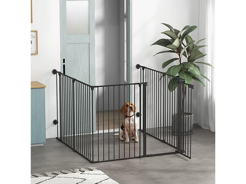 Cancellino per cani pieghevole e modulabile in metallo e plastica nero