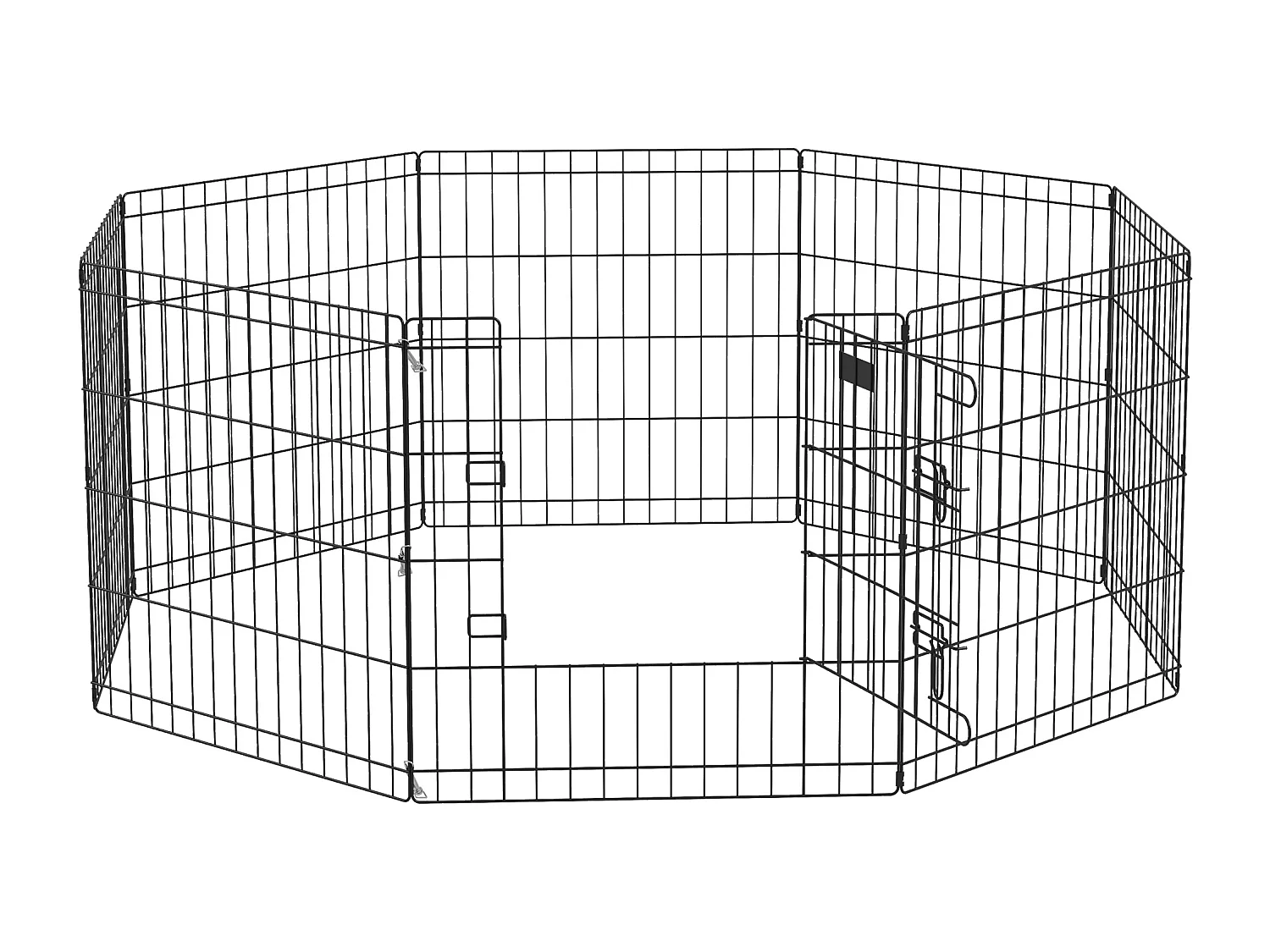 Recinto per cani da esterno e interno con 8 pannelli a rete e porta nero