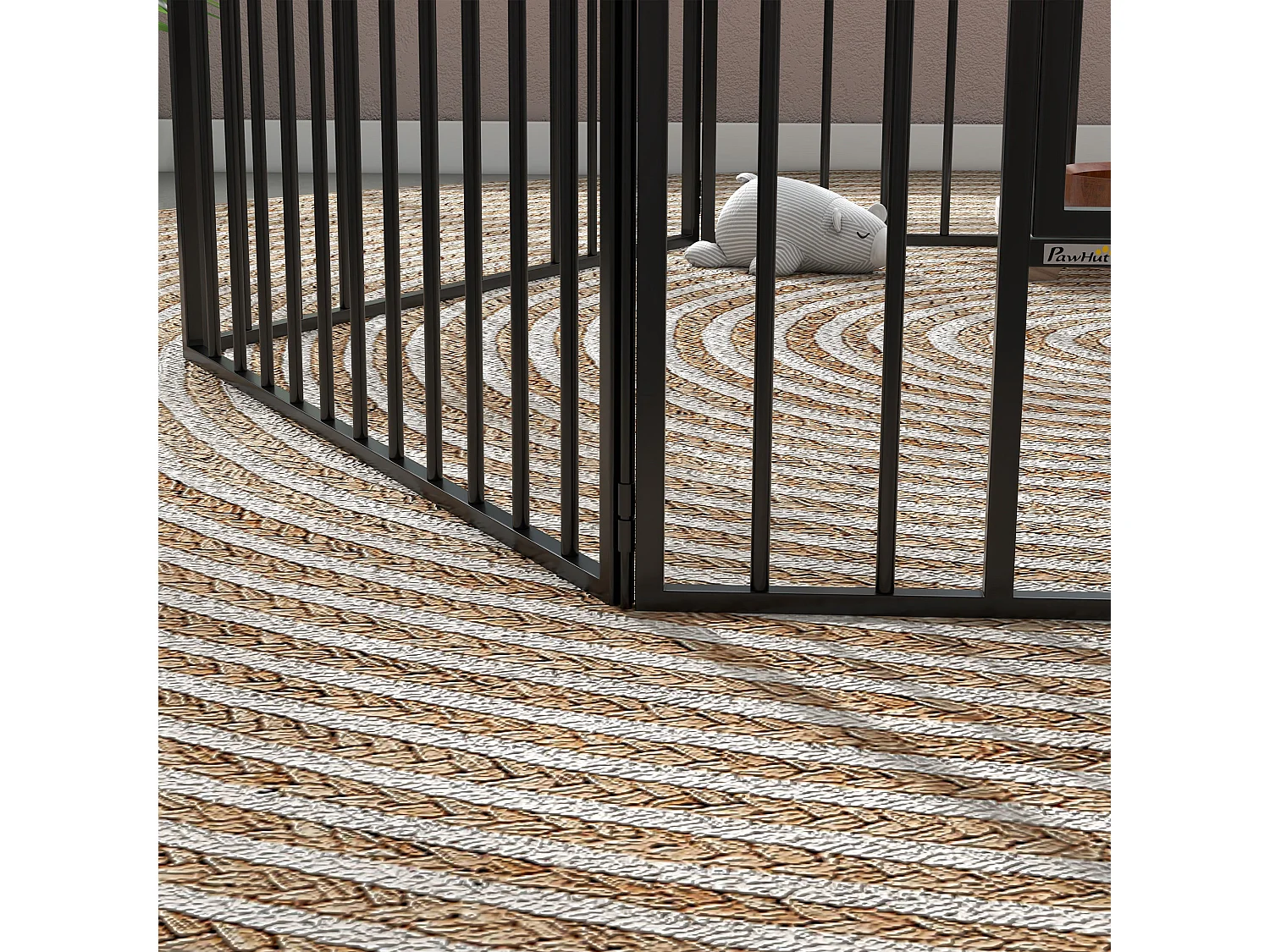 Cancellino per cani a 6 pannelli modulabili in acciaio nero