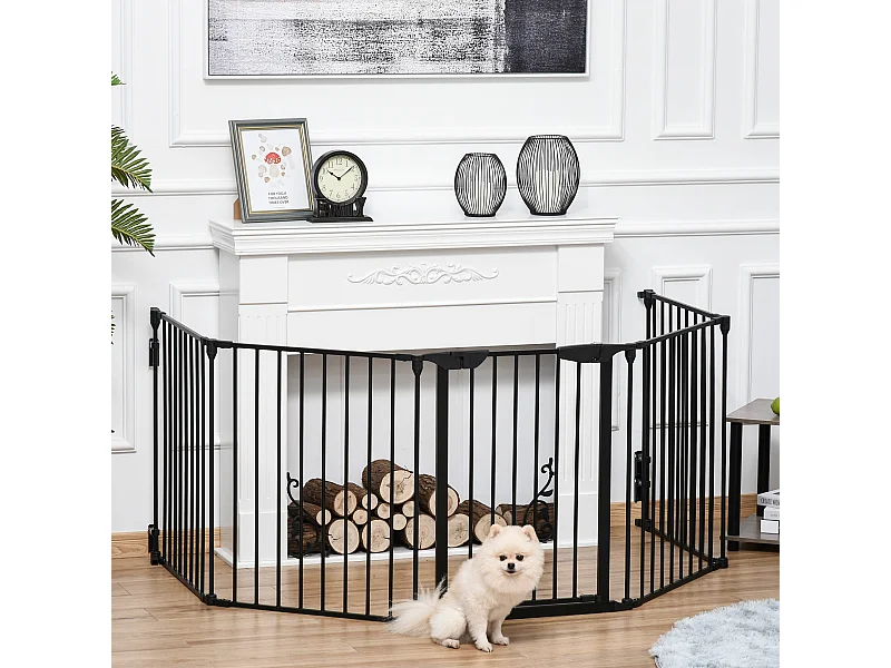 Cancellino per cani pieghevole e modulabile a 5 pannelli nero