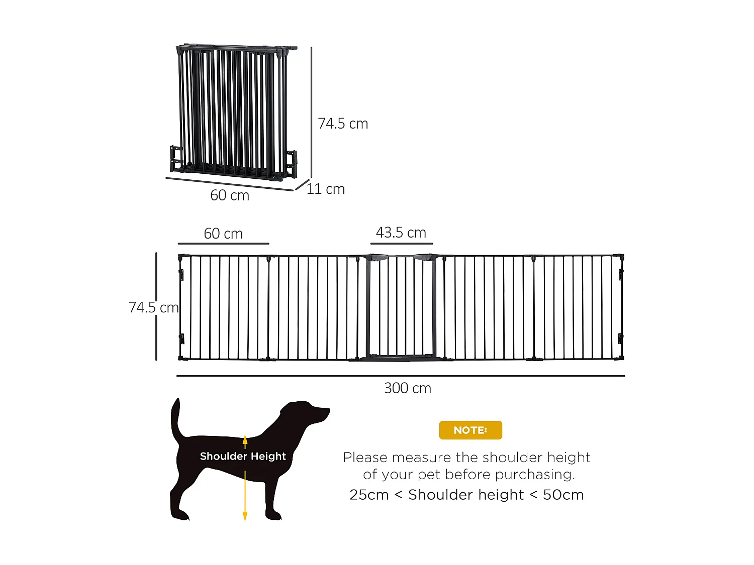 Cancellino per cani pieghevole e modulabile a 5 pannelli nero