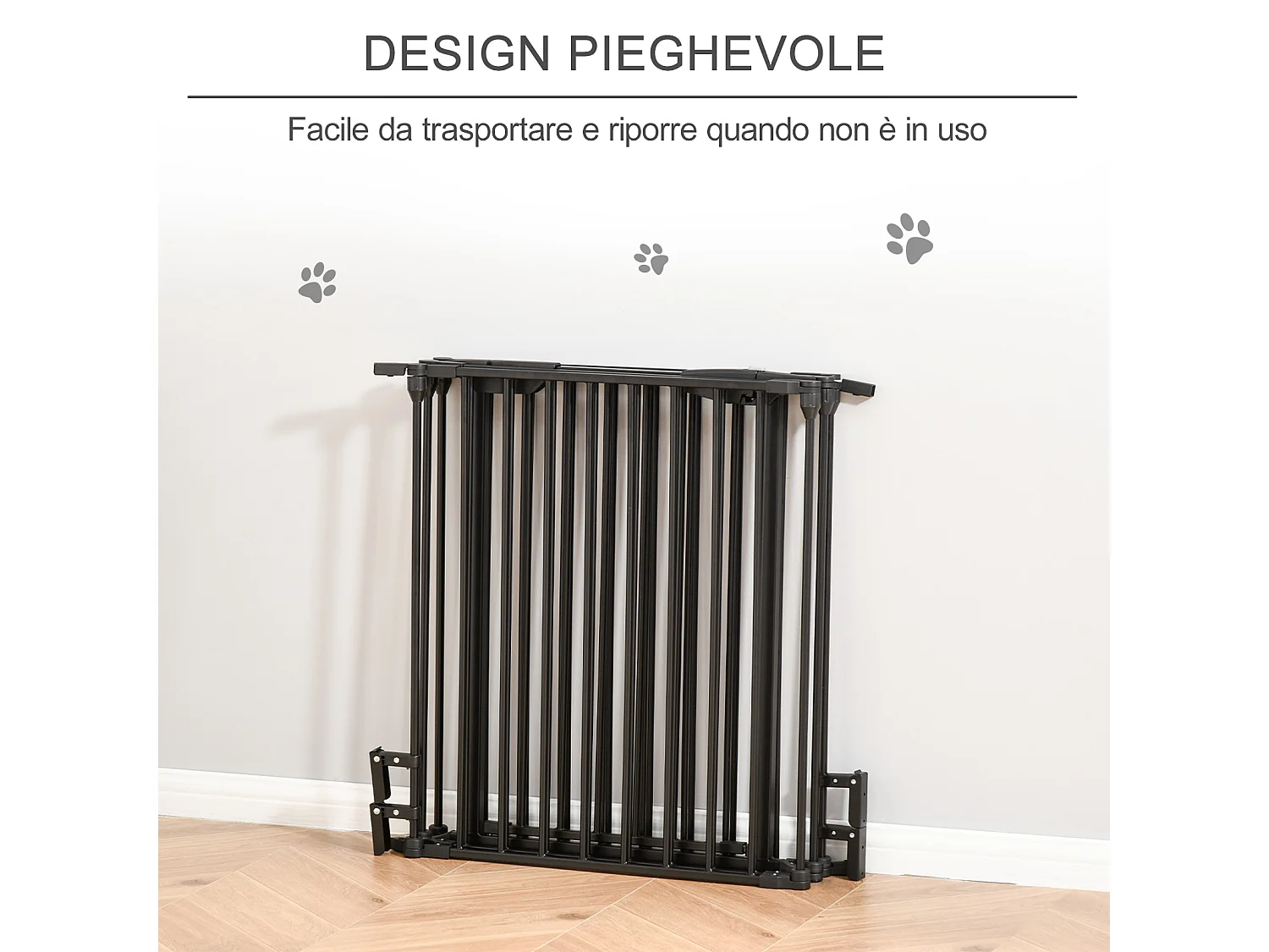 Cancellino per cani pieghevole e modulabile a 5 pannelli nero