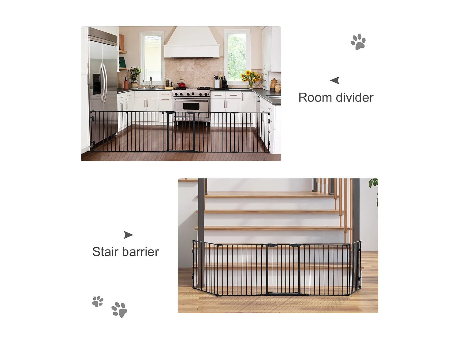 Cancellino per cani pieghevole e modulabile a 5 pannelli nero