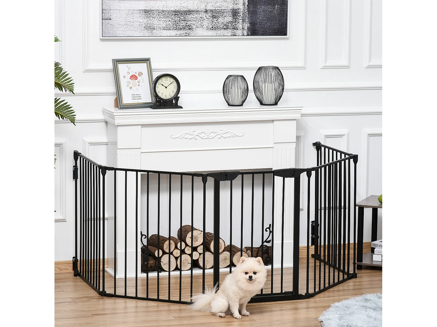 Cancellino per cani pieghevole e modulabile a 5 pannelli nero