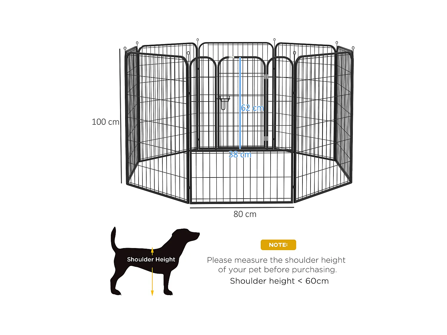 Recinto modulare per cani e cuccioli da interno esterno 8 pz 80x100cm