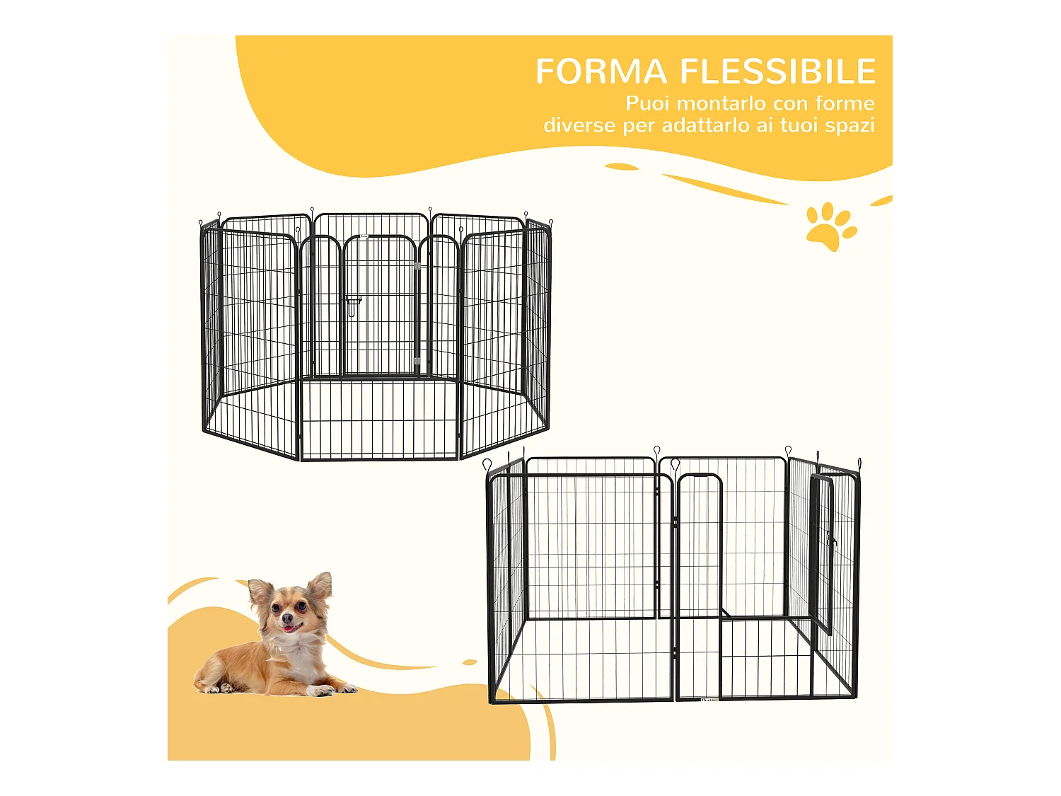 Recinto modulare per cani e cuccioli da interno esterno 8 pz 80x100cm