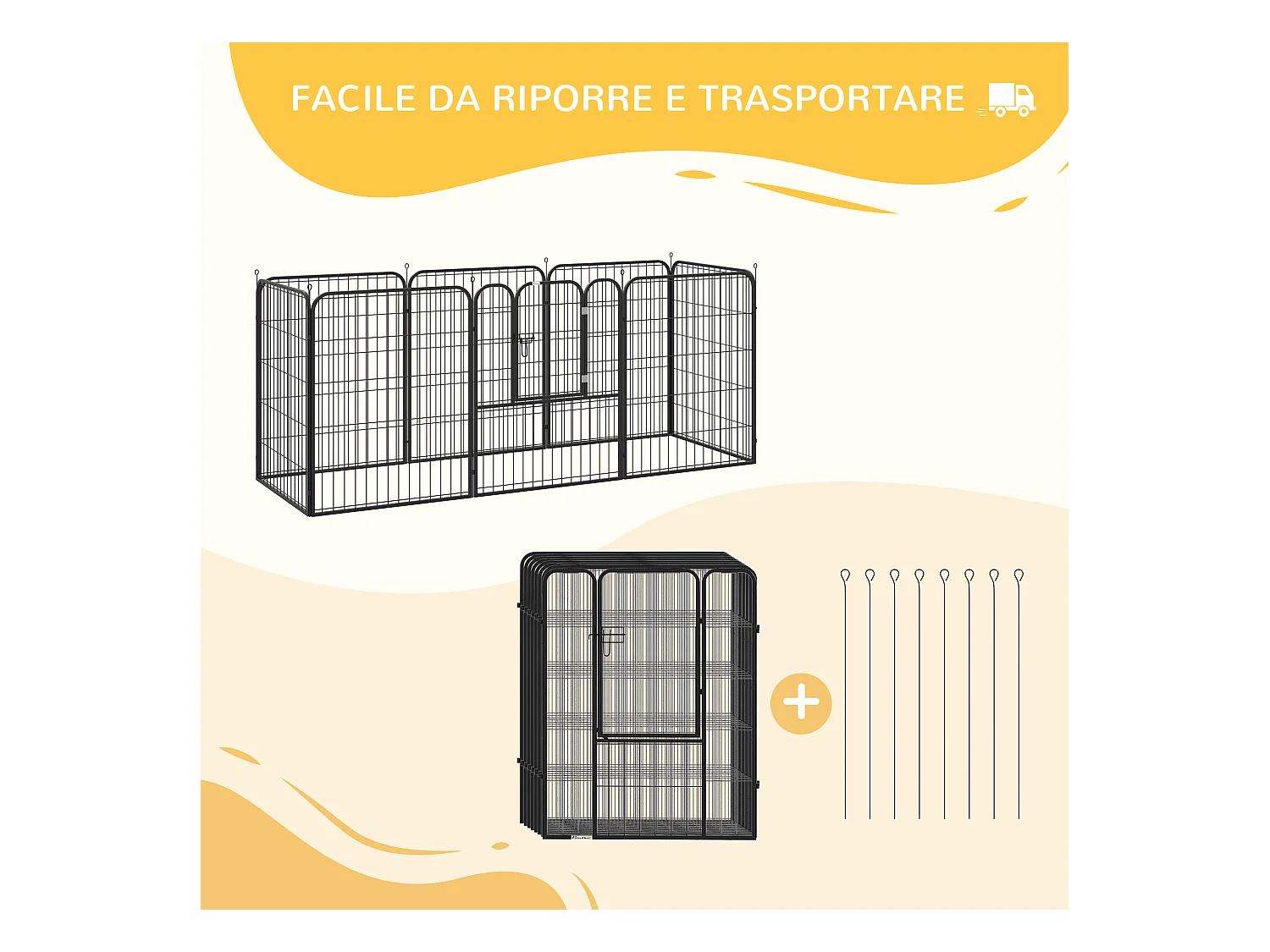 Recinto modulare per cani e cuccioli da interno esterno 8 pz 80x100cm