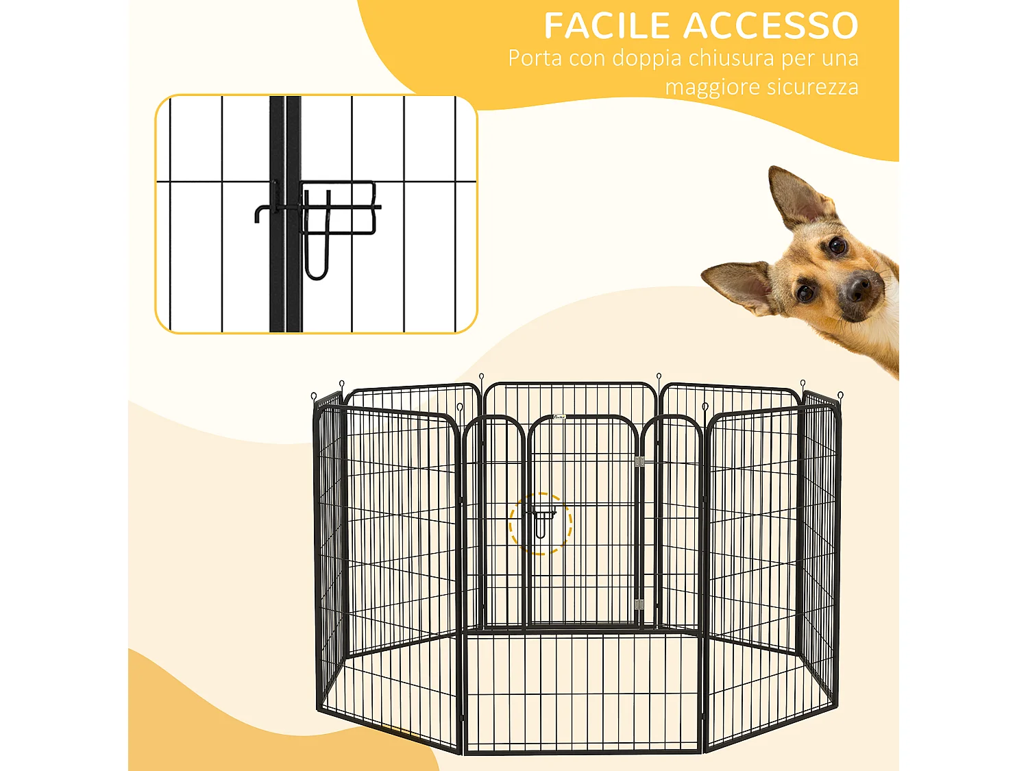 Recinto modulare per cani e cuccioli da interno esterno 8 pz 80x100cm