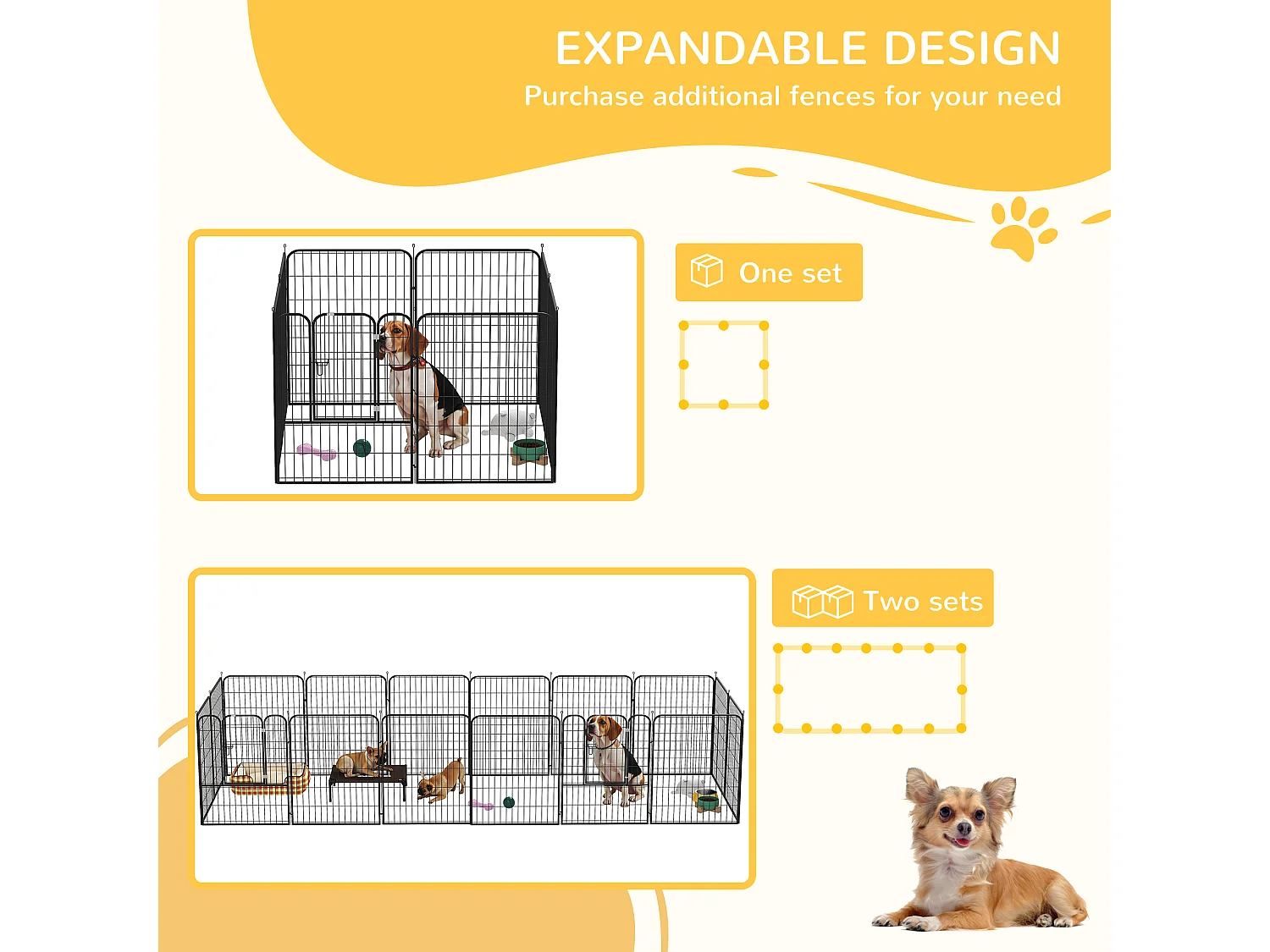 Recinto modulare per cani e cuccioli da interno esterno 8 pz 80x100cm