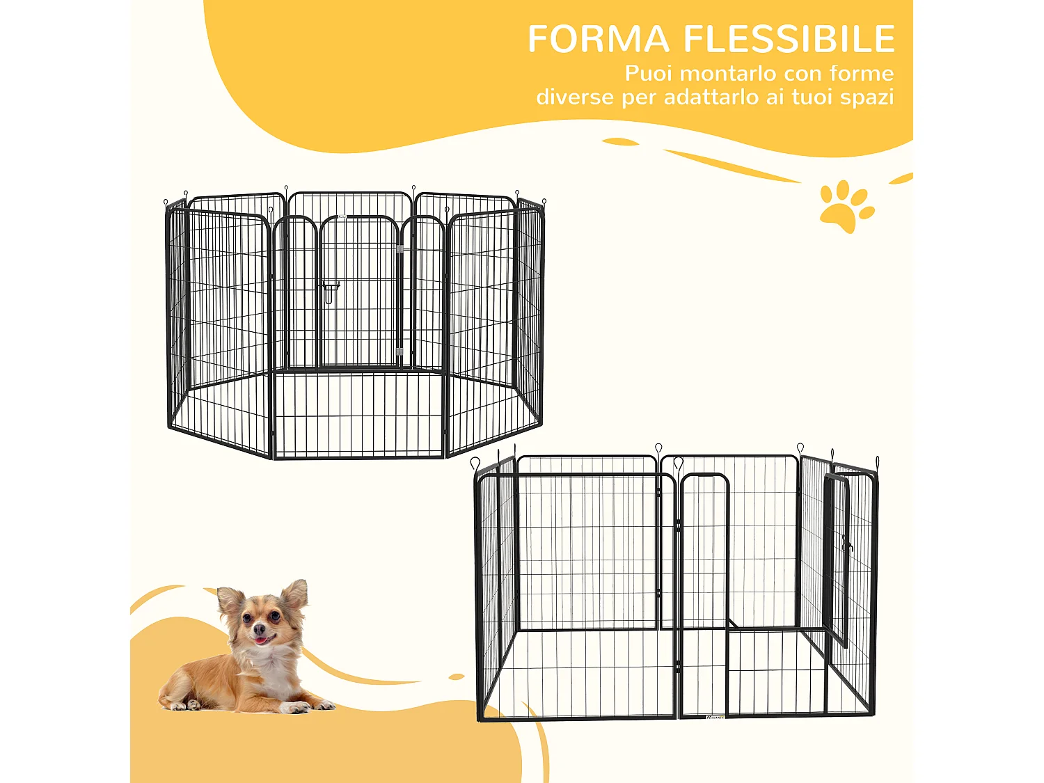 Recinto modulare per cani e cuccioli da interno esterno 8 pz 80x100cm