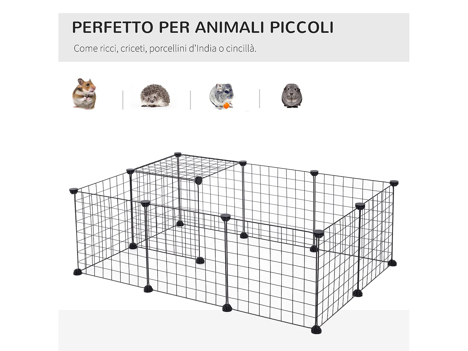 gabbie recinto per cuccioli animali domestici, nero in filo metallico