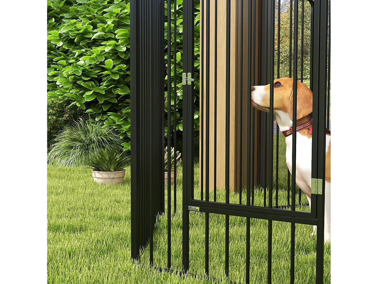 Cancellino per cani grandi a 6 pannelli modulabili 164x83x100cm nero