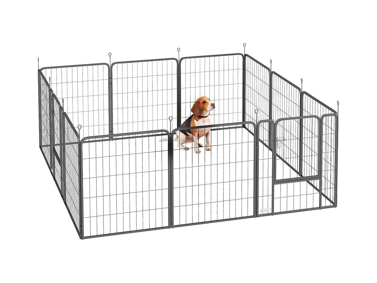 Recinto per cani a 12 pannelli modulabili da 68x1.5x80cm in acciaio nero