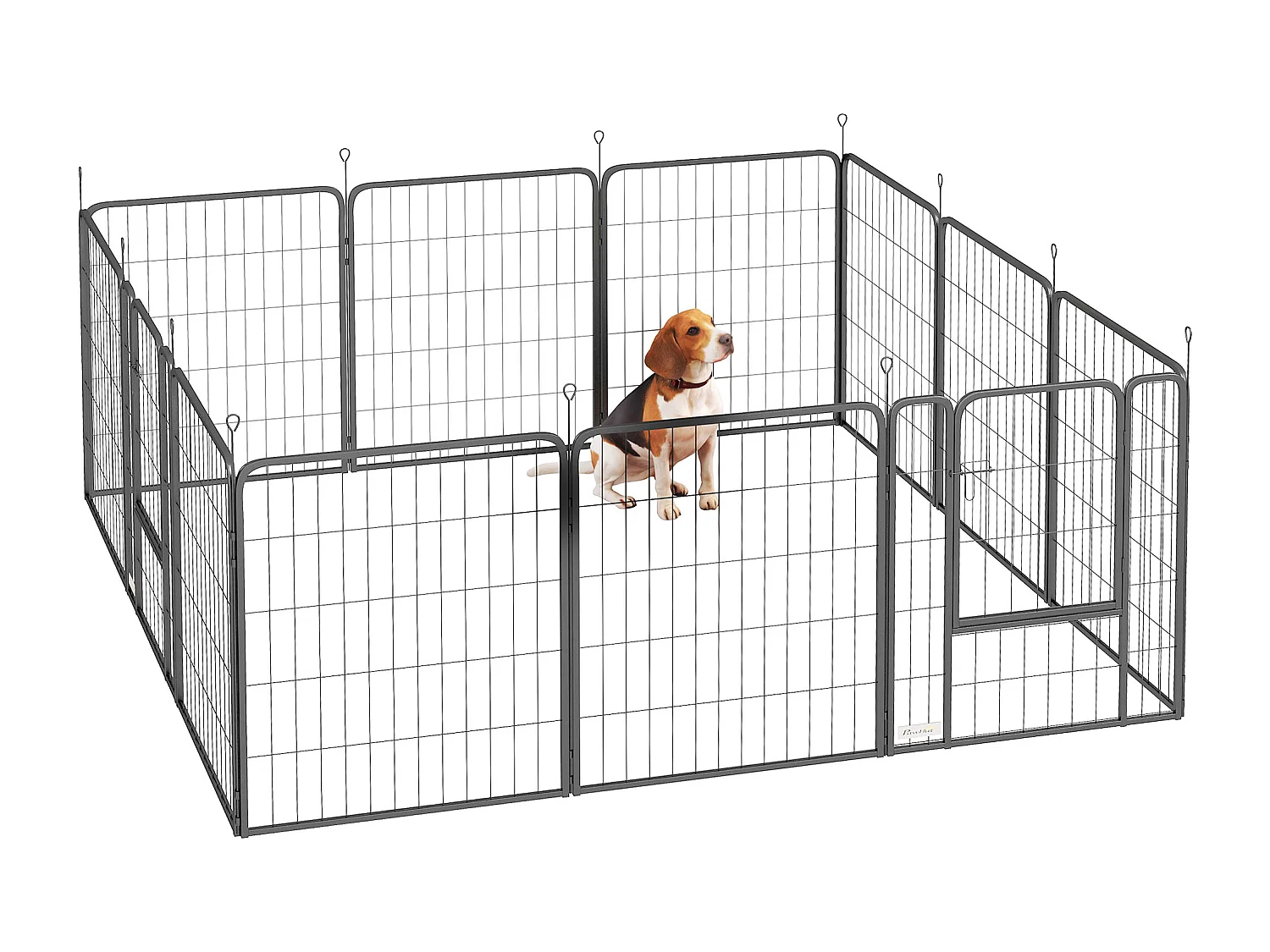 Recinto per cani a 12 pannelli modulabili da 68x1.5x80cm in acciaio nero