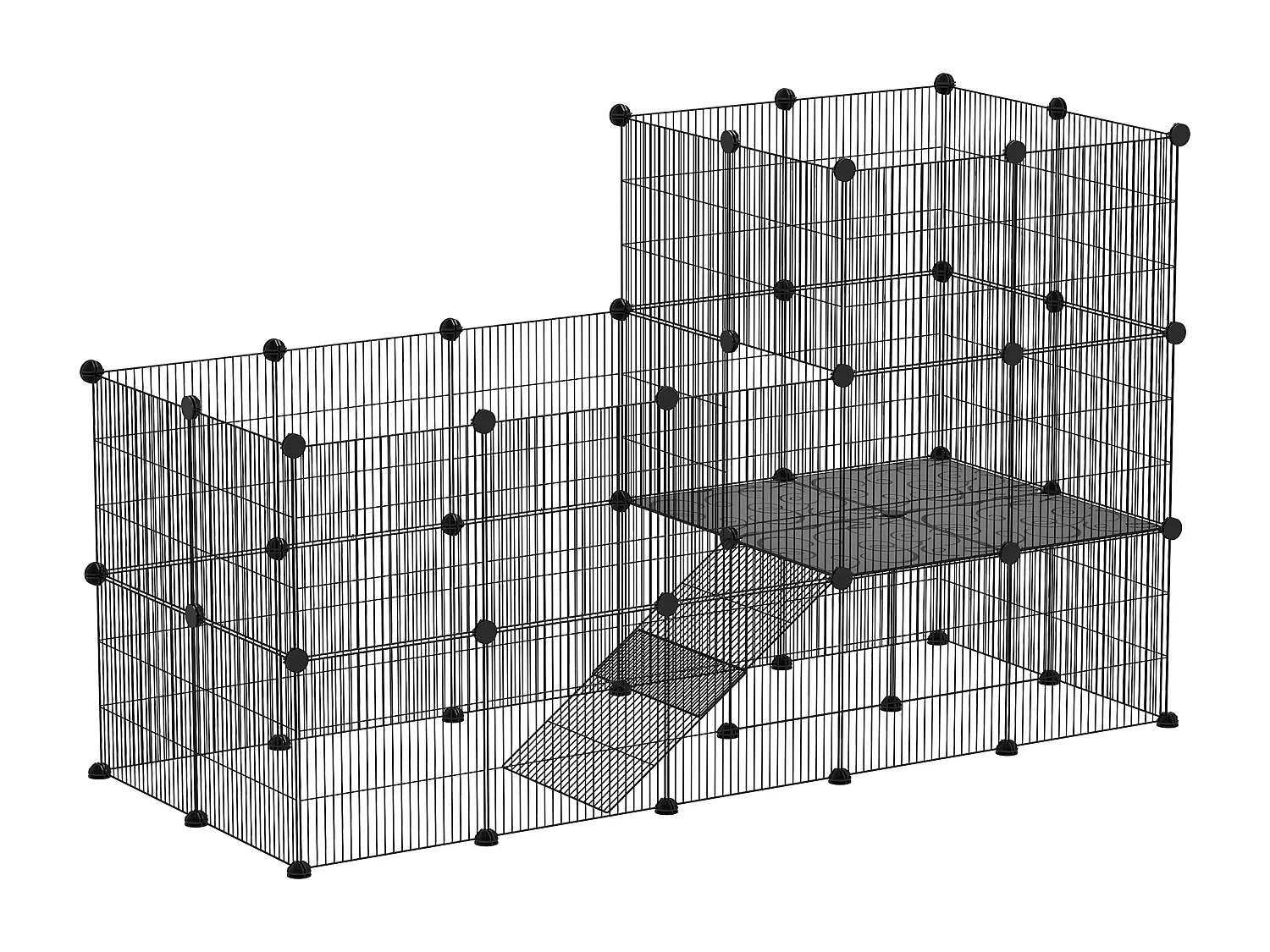 Recinto per animali modulabile e multilivello con 39 pannelli nero