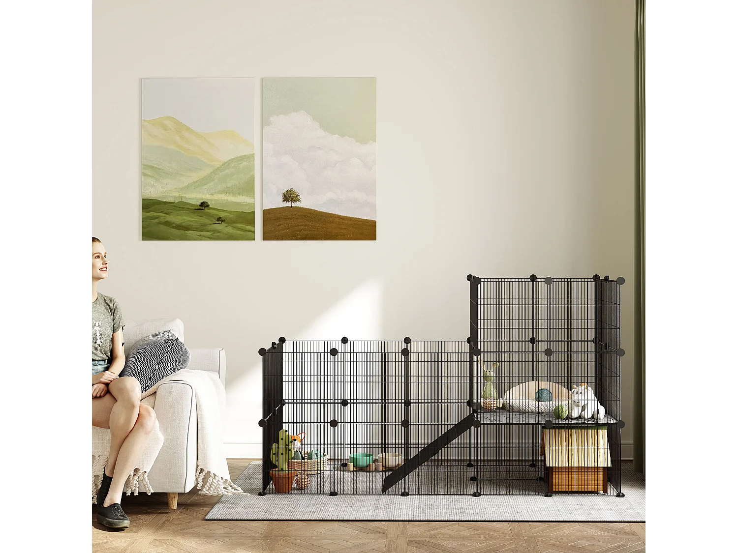 Recinto per animali modulabile e multilivello con 39 pannelli nero