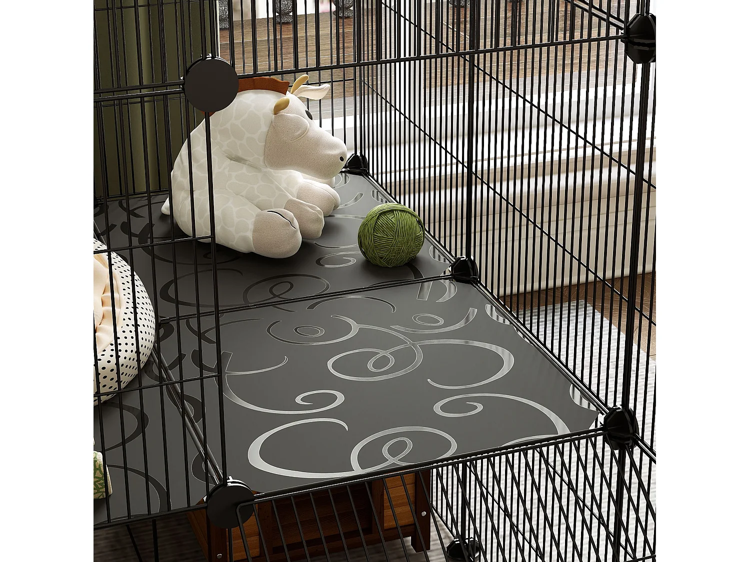 Recinto per animali modulabile e multilivello con 39 pannelli nero