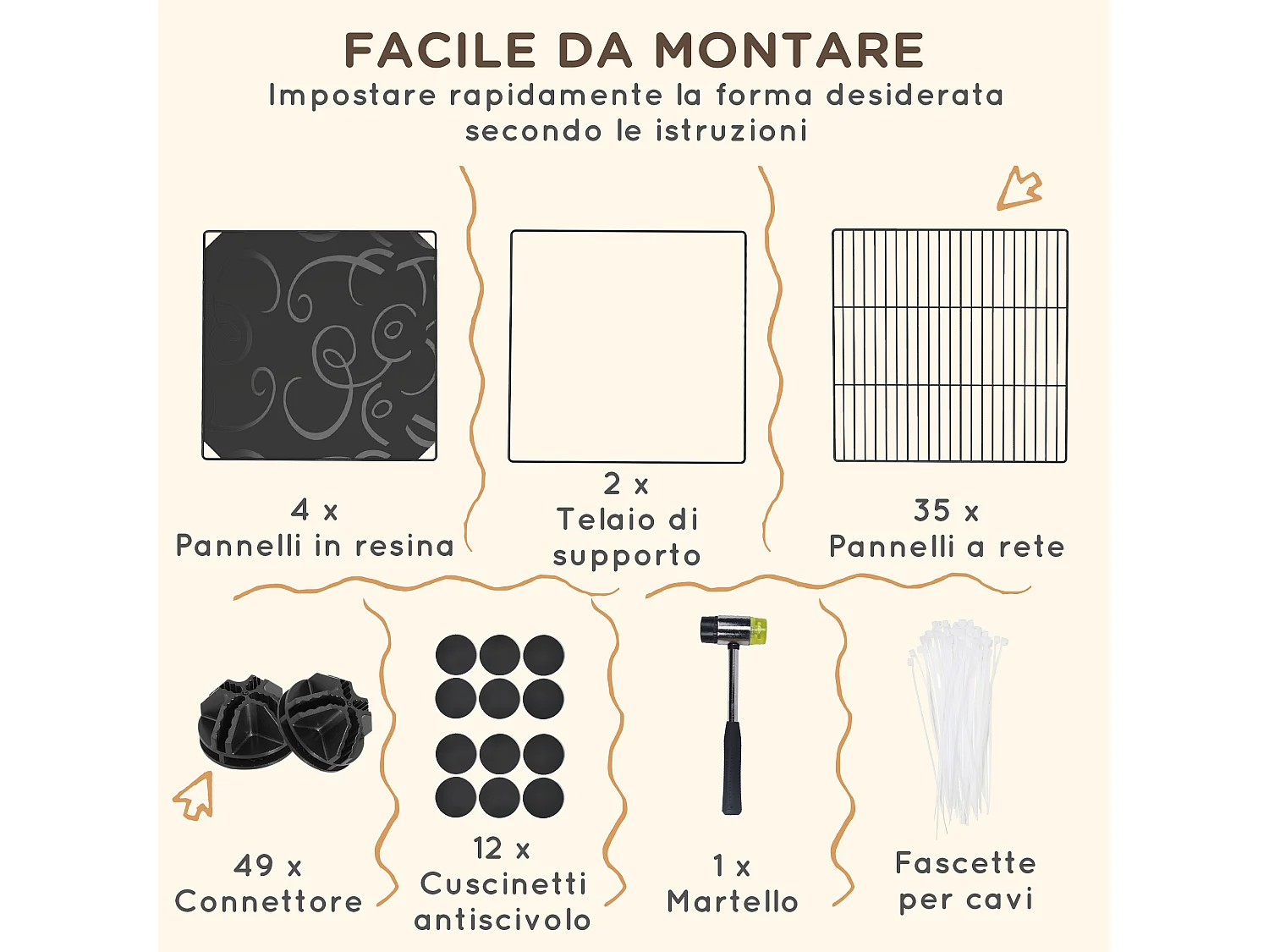 Recinto per animali modulabile e multilivello con 39 pannelli nero