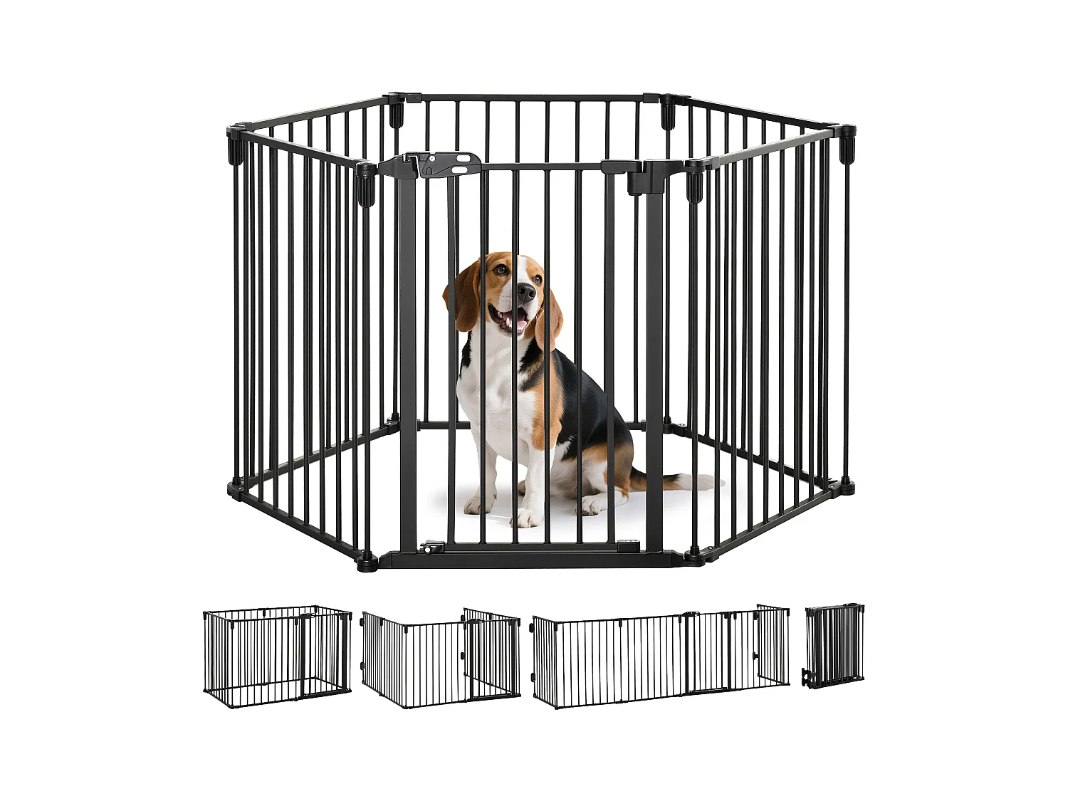 Cancellino per cani pieghevole 6 sezioni blocco e chiusura automatica