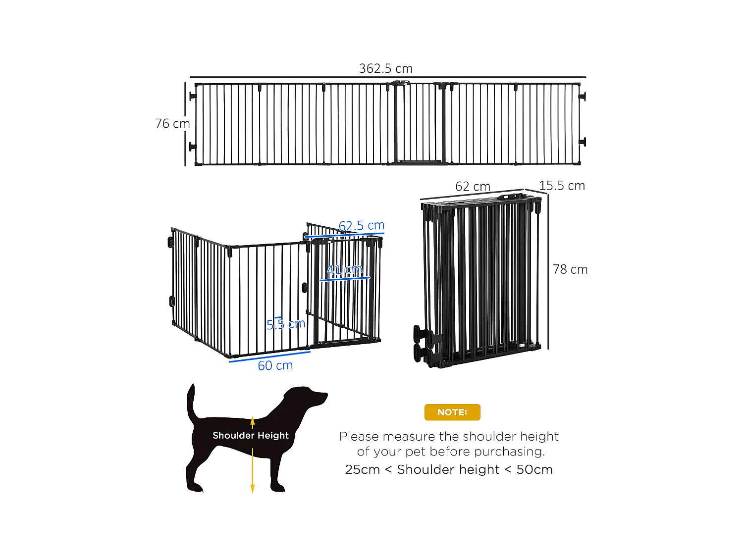 Cancellino per cani pieghevole 6 sezioni blocco e chiusura automatica