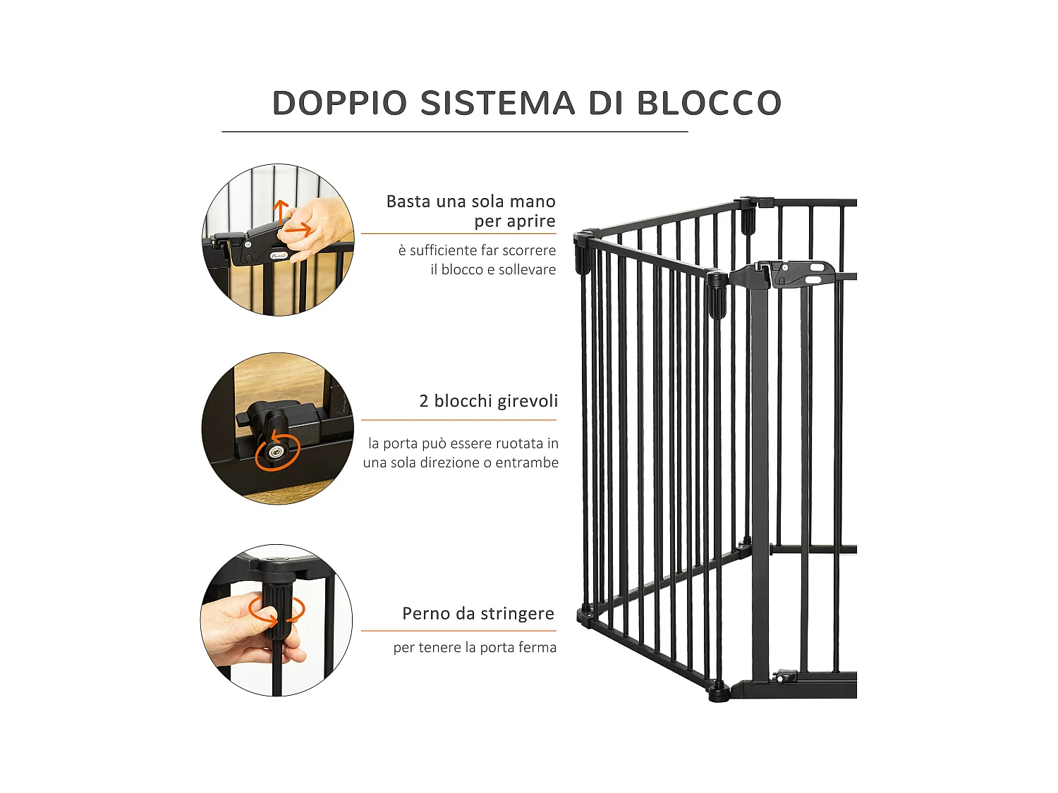 Cancellino per cani pieghevole 6 sezioni blocco e chiusura automatica