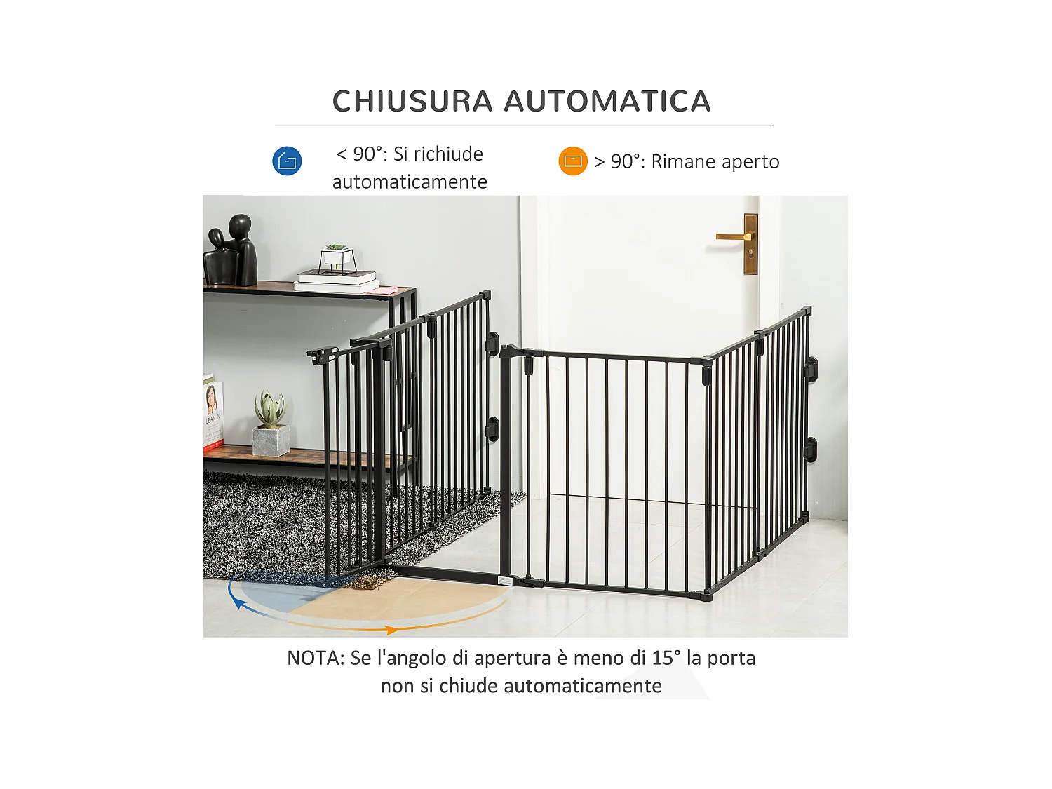 Cancellino per cani pieghevole 6 sezioni blocco e chiusura automatica