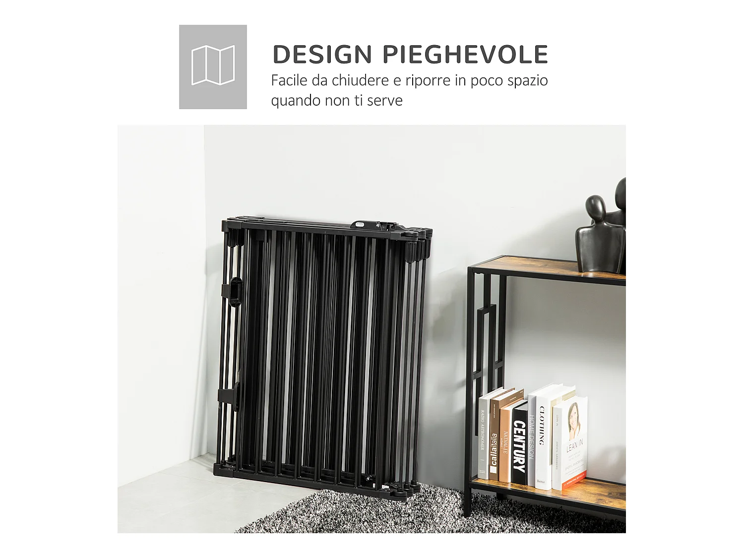 Cancellino per cani pieghevole 6 sezioni blocco e chiusura automatica