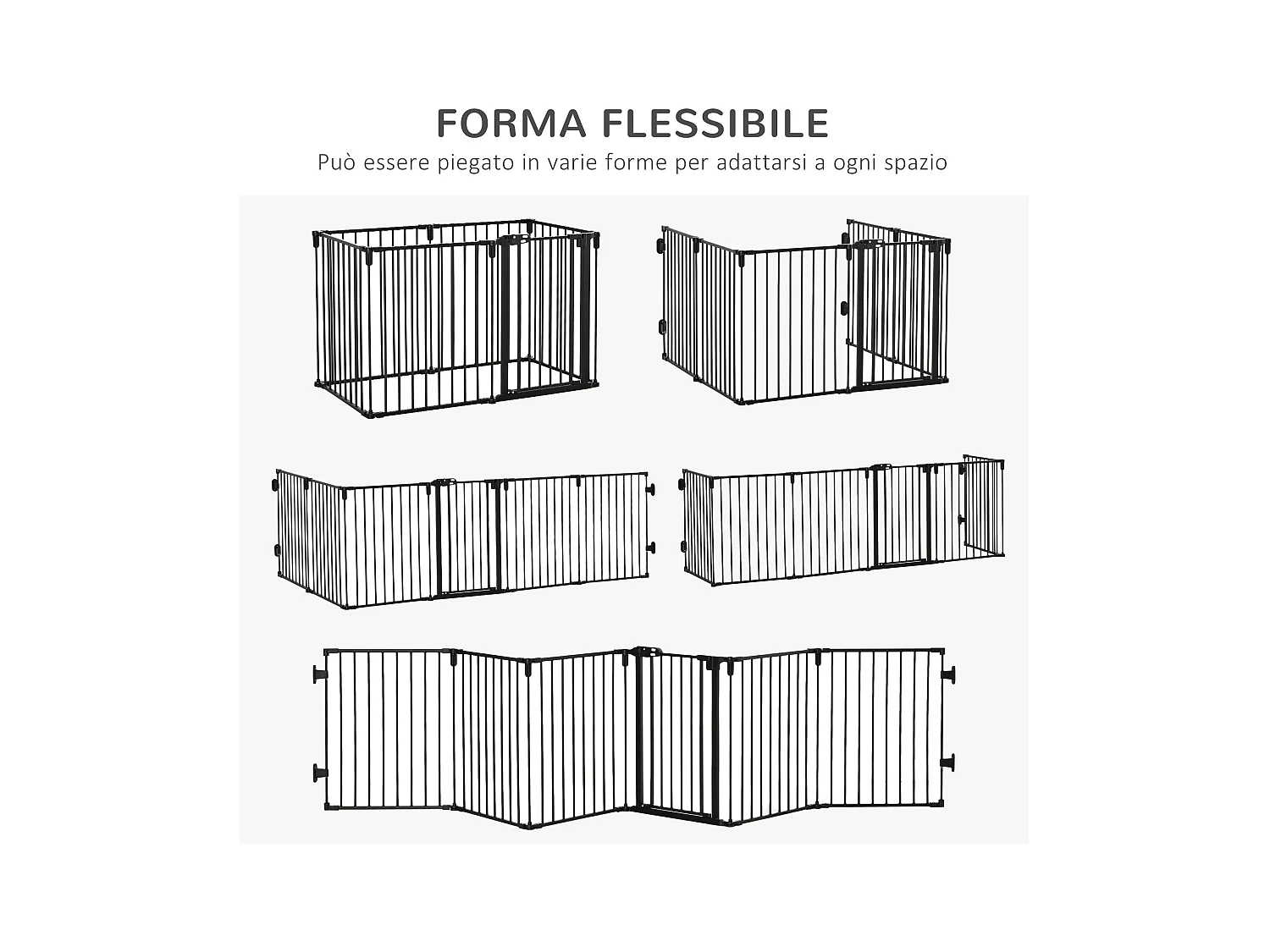 Cancellino per cani pieghevole 6 sezioni blocco e chiusura automatica