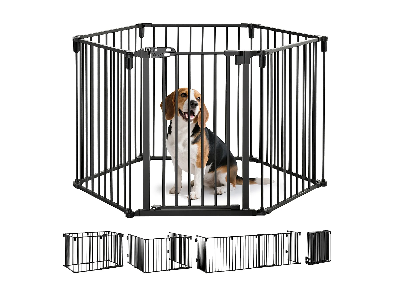 Cancellino per cani pieghevole 6 sezioni blocco e chiusura automatica