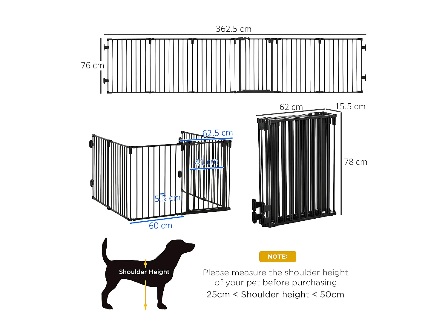 Cancellino per cani pieghevole 6 sezioni blocco e chiusura automatica