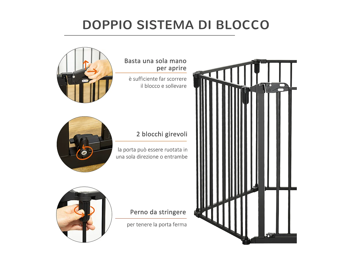 Cancellino per cani pieghevole 6 sezioni blocco e chiusura automatica