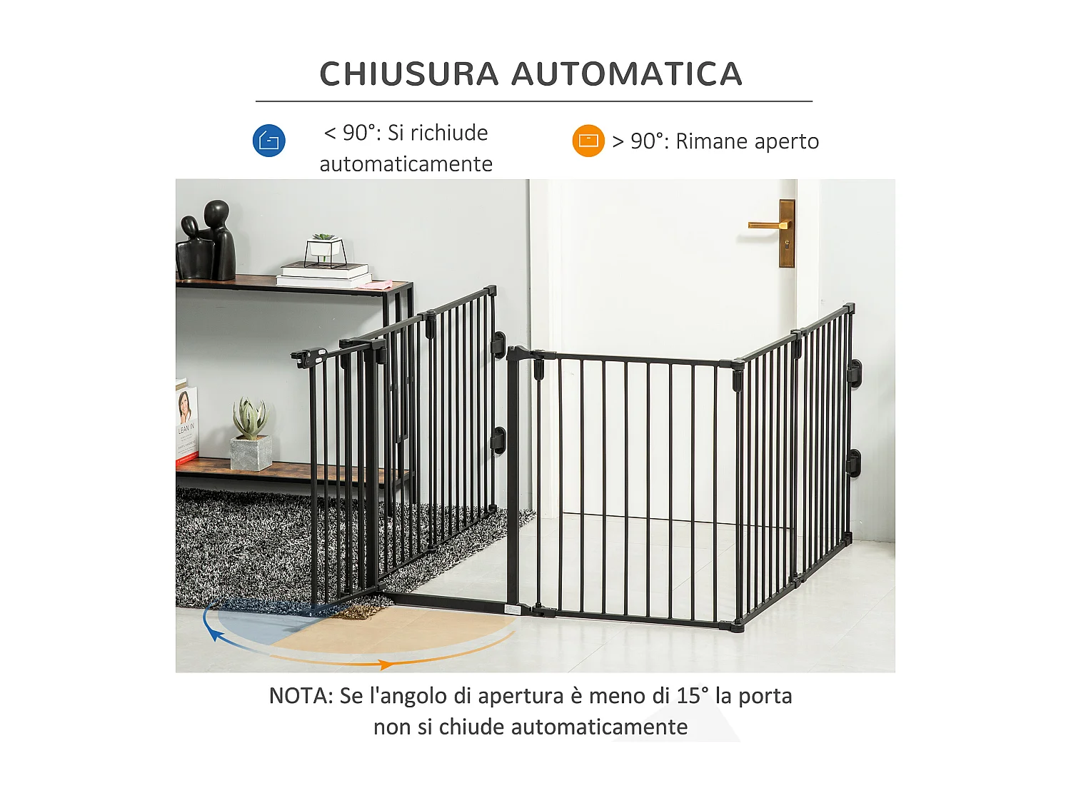 Cancellino per cani pieghevole 6 sezioni blocco e chiusura automatica