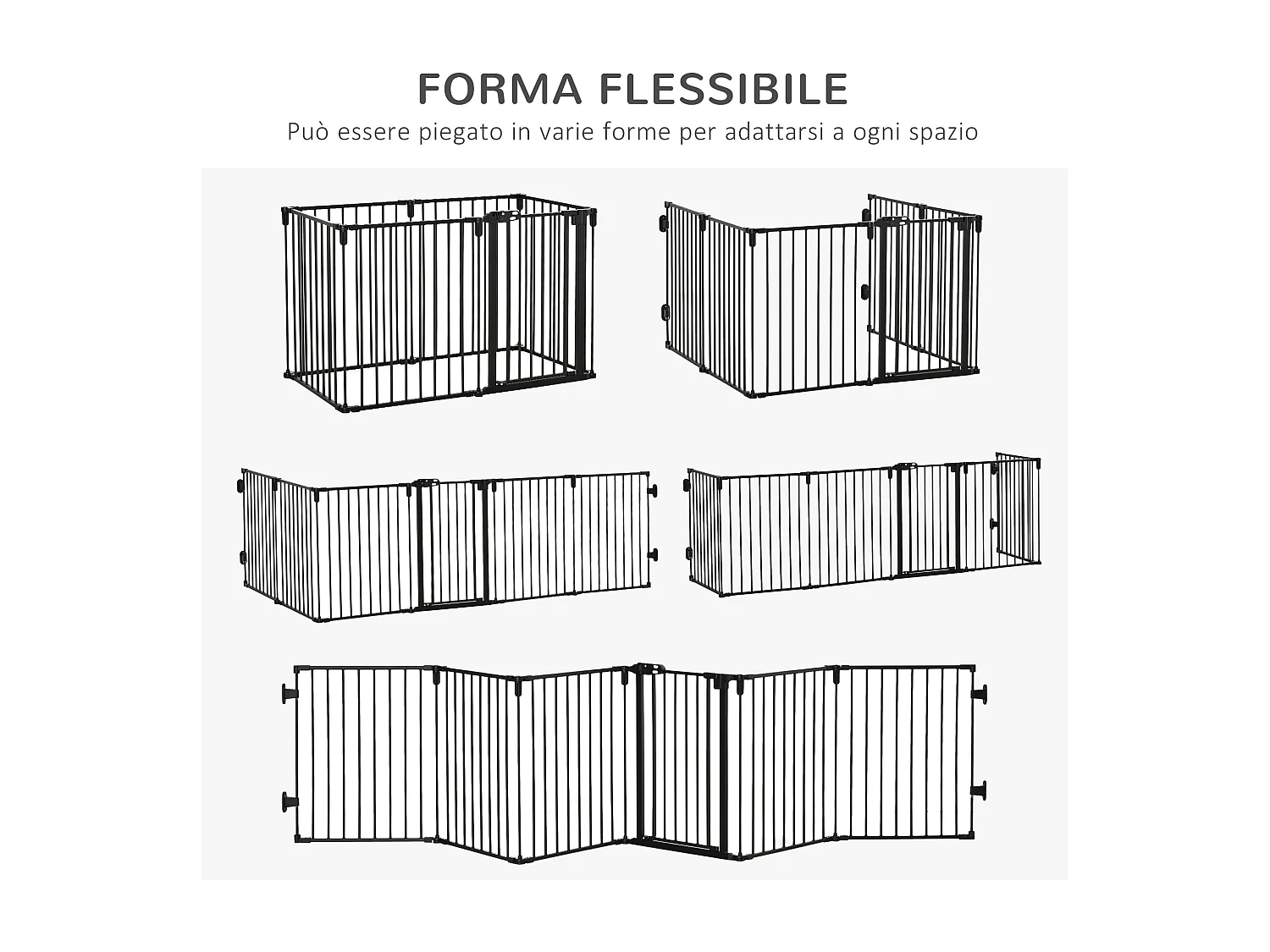 Cancellino per cani pieghevole 6 sezioni blocco e chiusura automatica