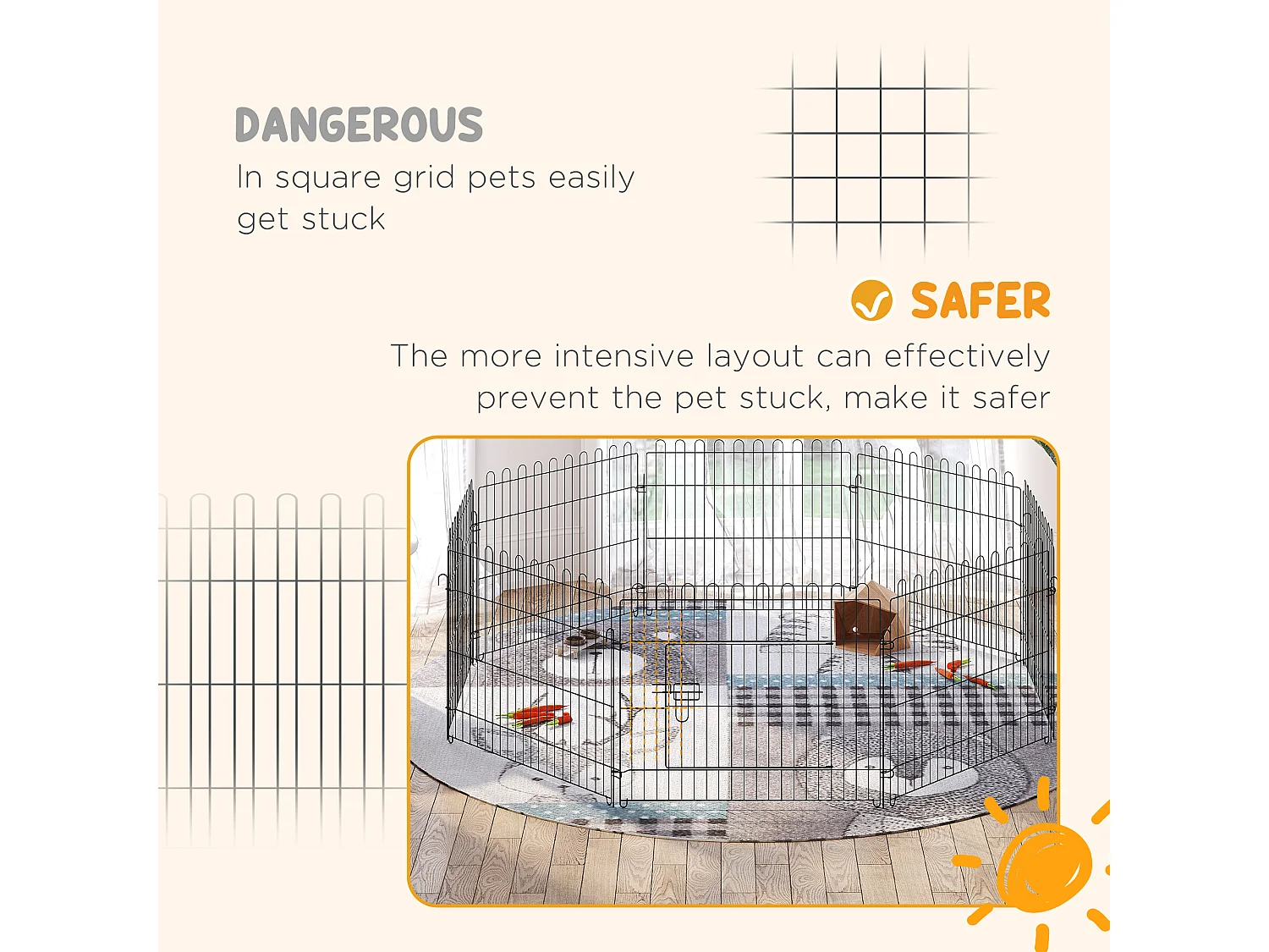 Gabbia per cani e gatti kennel salvaspazio in acciaio φ158x61cm nero