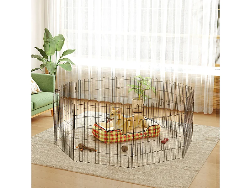 Gabbia per cani e gatti kennel salvaspazio in acciaio φ158x61cm nero