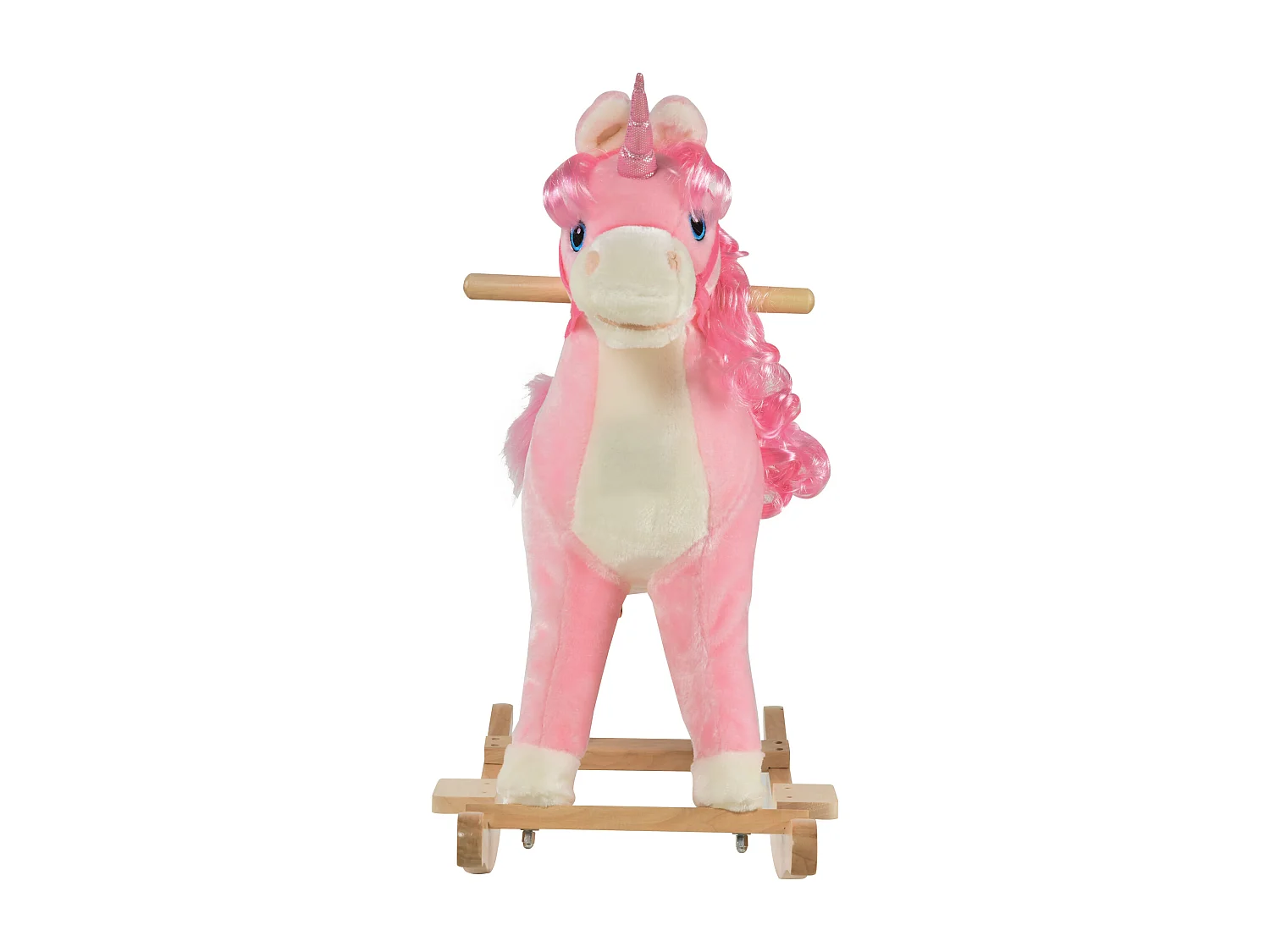 Cavallo a dondolo per bambini 36-72 mesi legno e peluche rosa