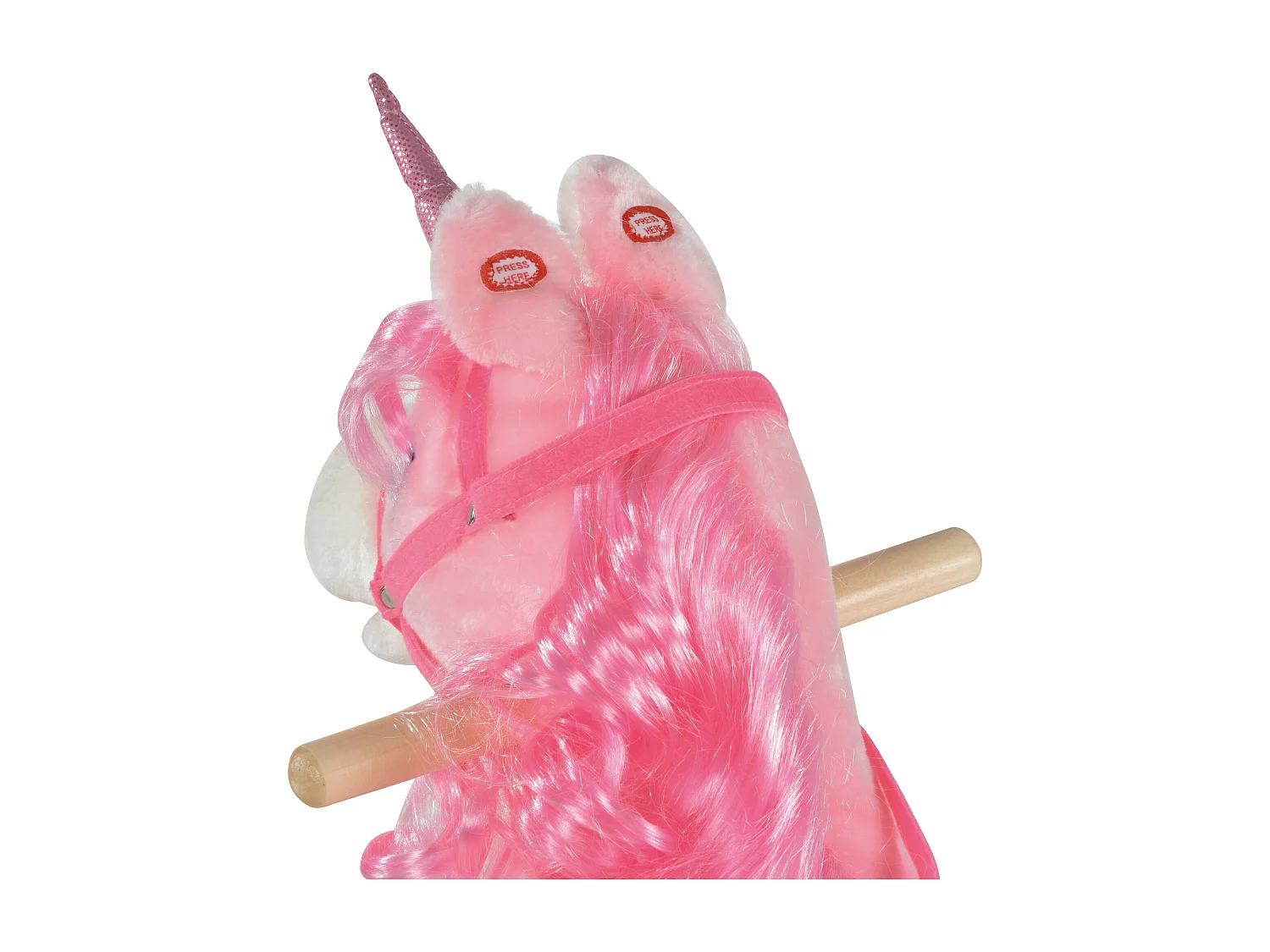 Cavallo a dondolo per bambini 36-72 mesi legno e peluche rosa