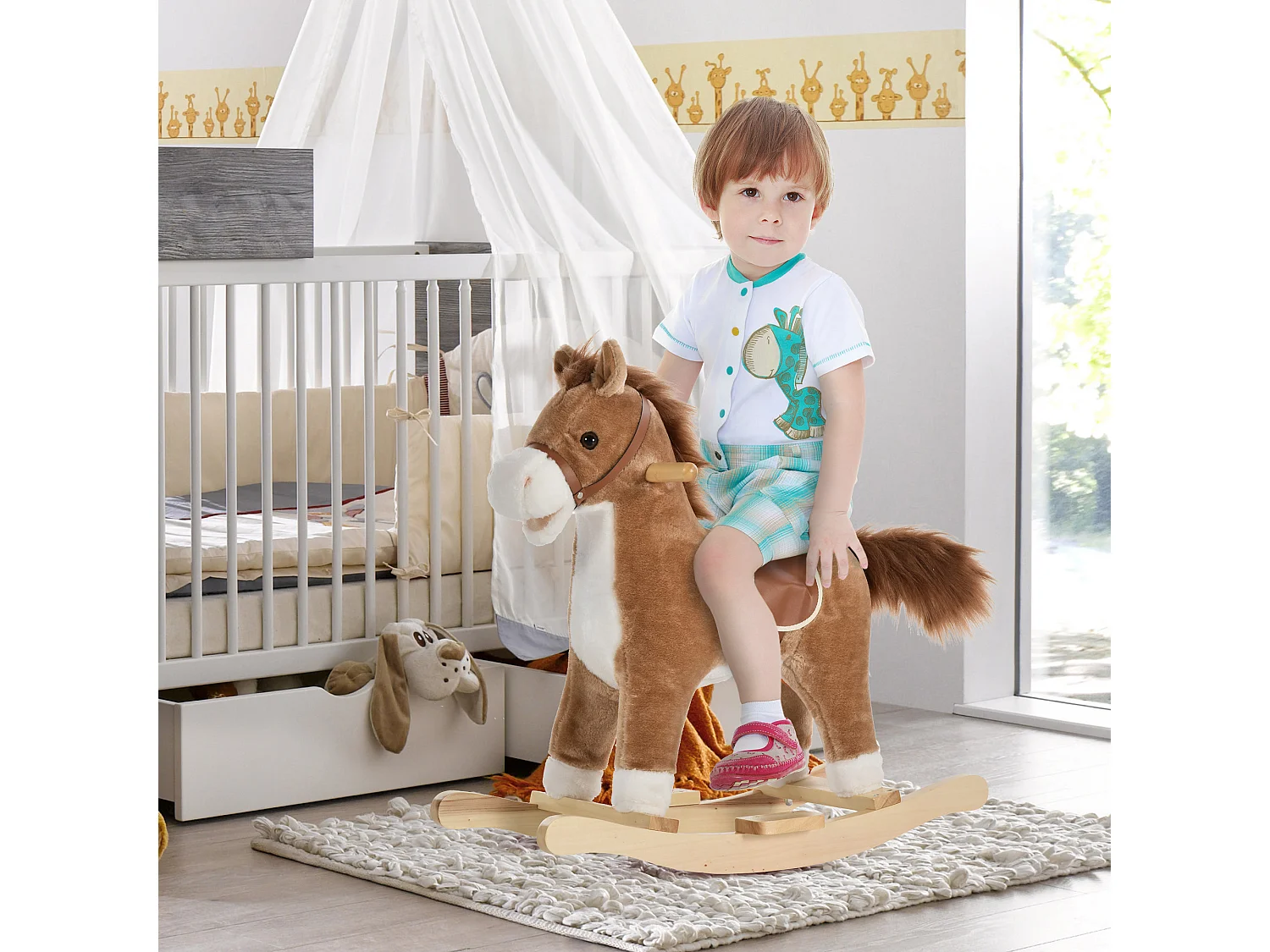 Cavallo a dondolo giocattolo bambini 36-72 mesi marrone