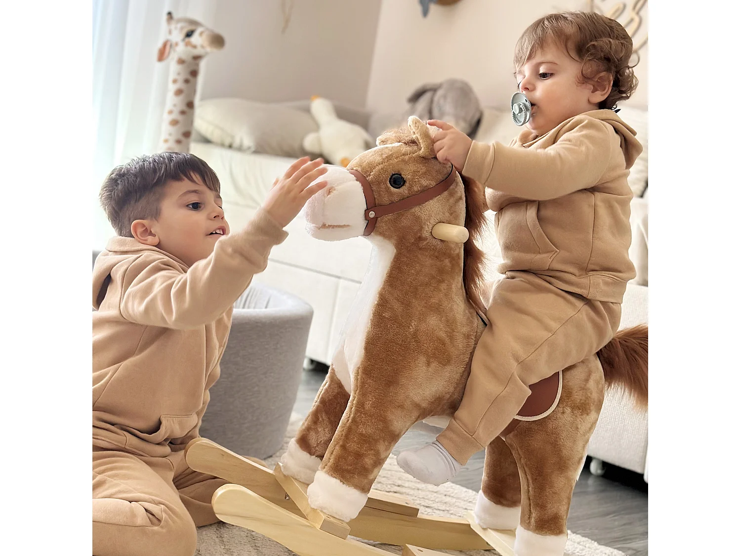 Cavallo a dondolo giocattolo bambini 36-72 mesi marrone