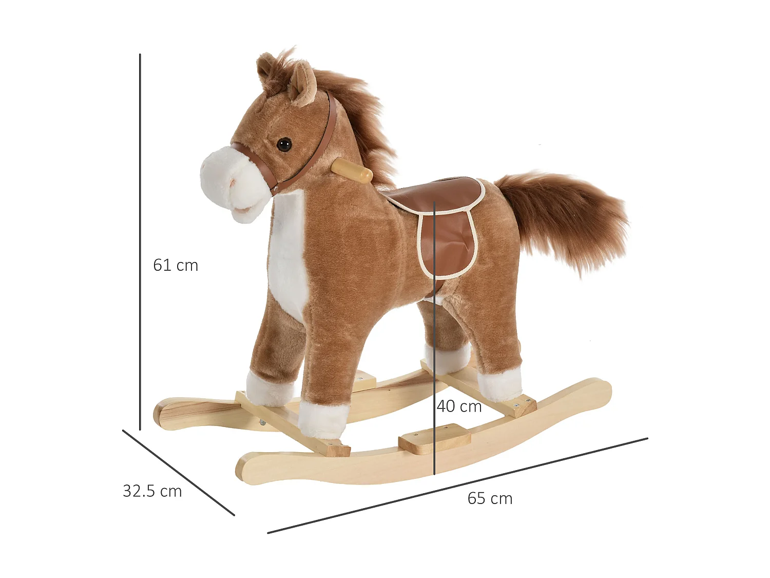 Cavallo a dondolo giocattolo bambini 36-72 mesi marrone