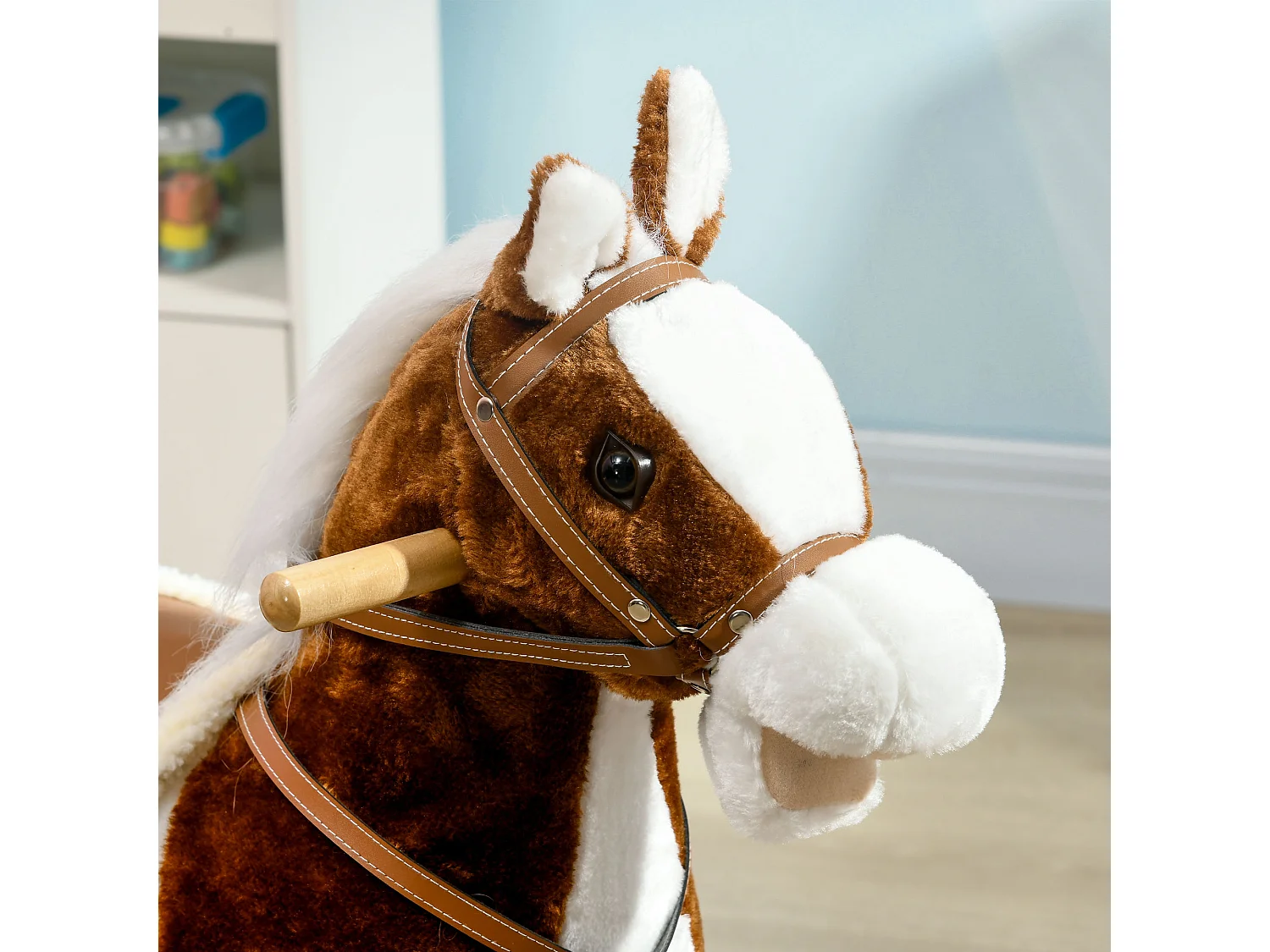 Cavallino a dondolo peluche con suoni marrone