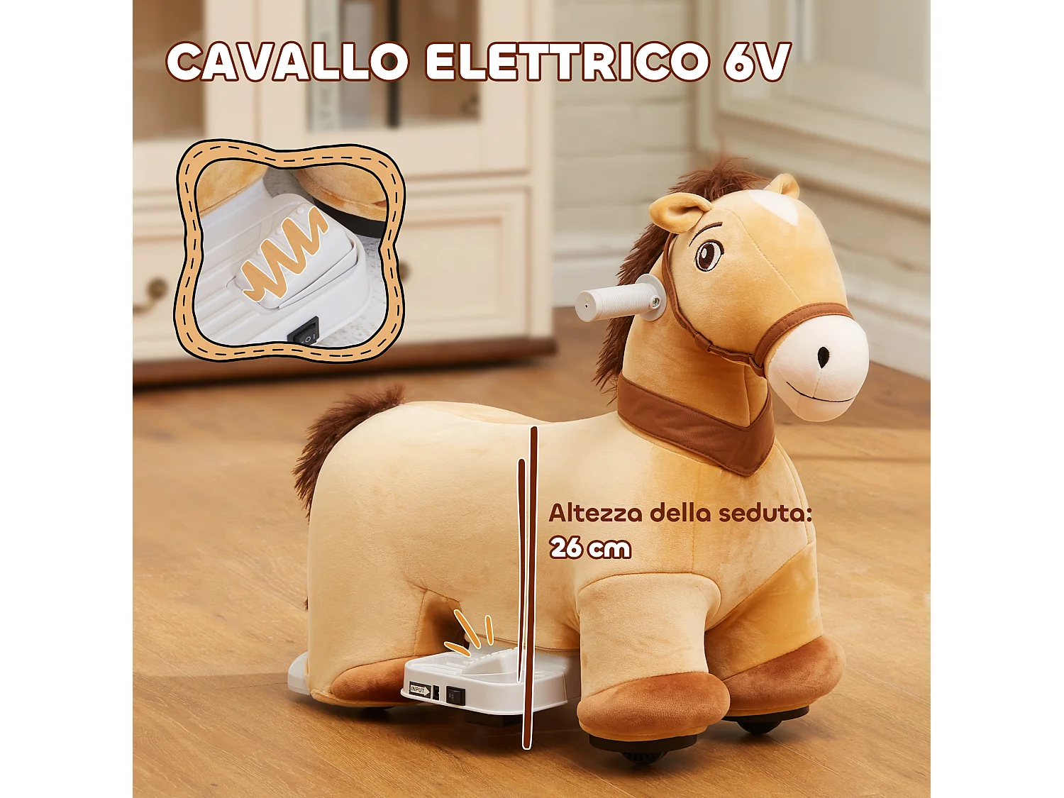 Cavallo cavalcabile elettrico per bambini 18-36 mesi con musica