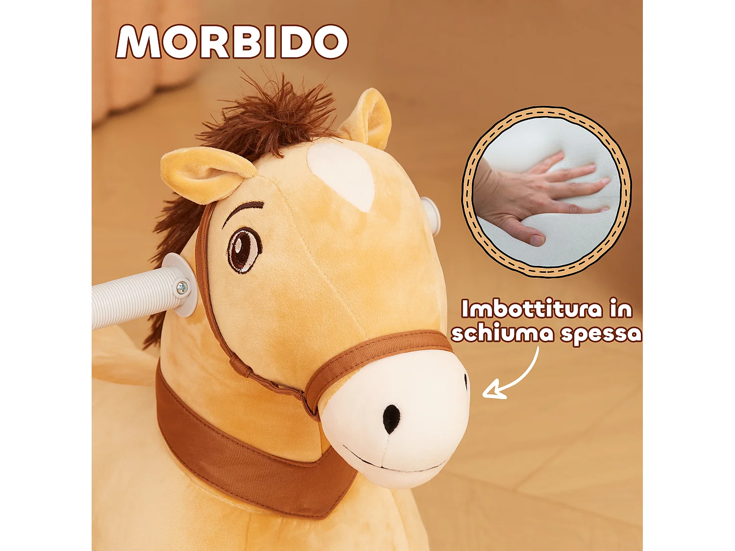 Cavallo cavalcabile elettrico per bambini 18-36 mesi con musica
