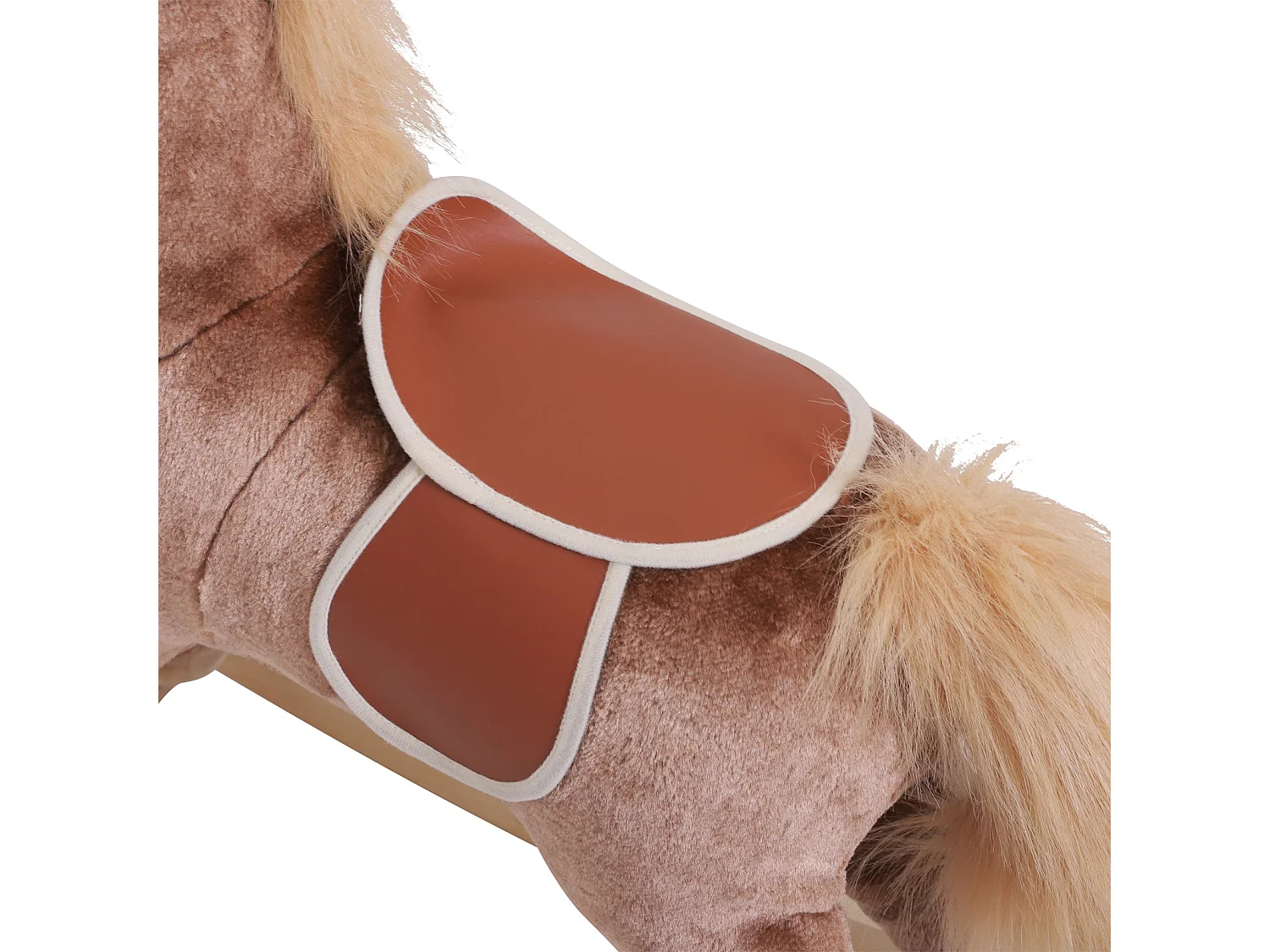 Cavallo a dondolo cavalcabile bambini in legno peluche marrone